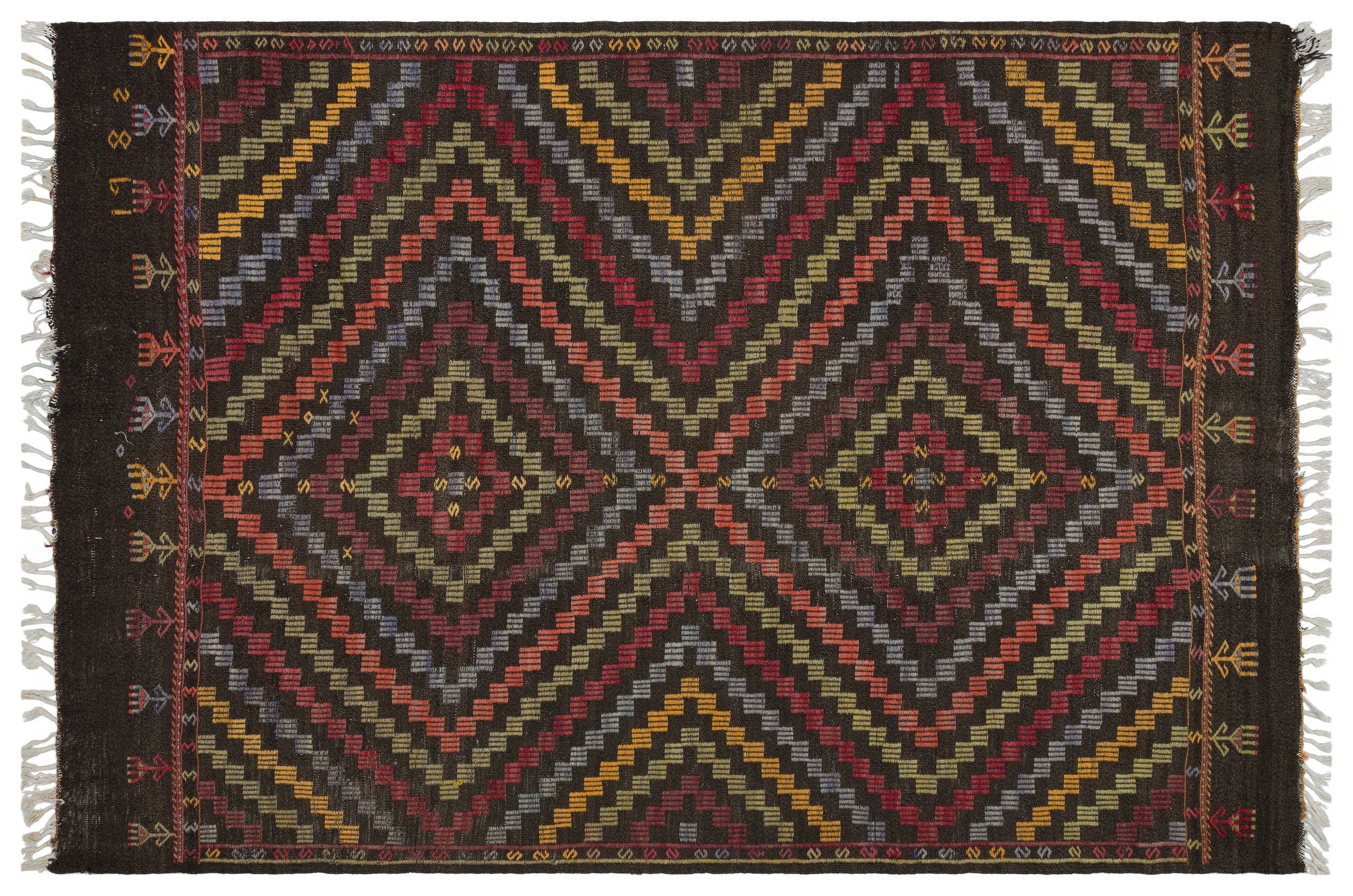 Striped Over Dyed Kilim Rug 5'11'' x 8'9'' ft 181 x 266 cm