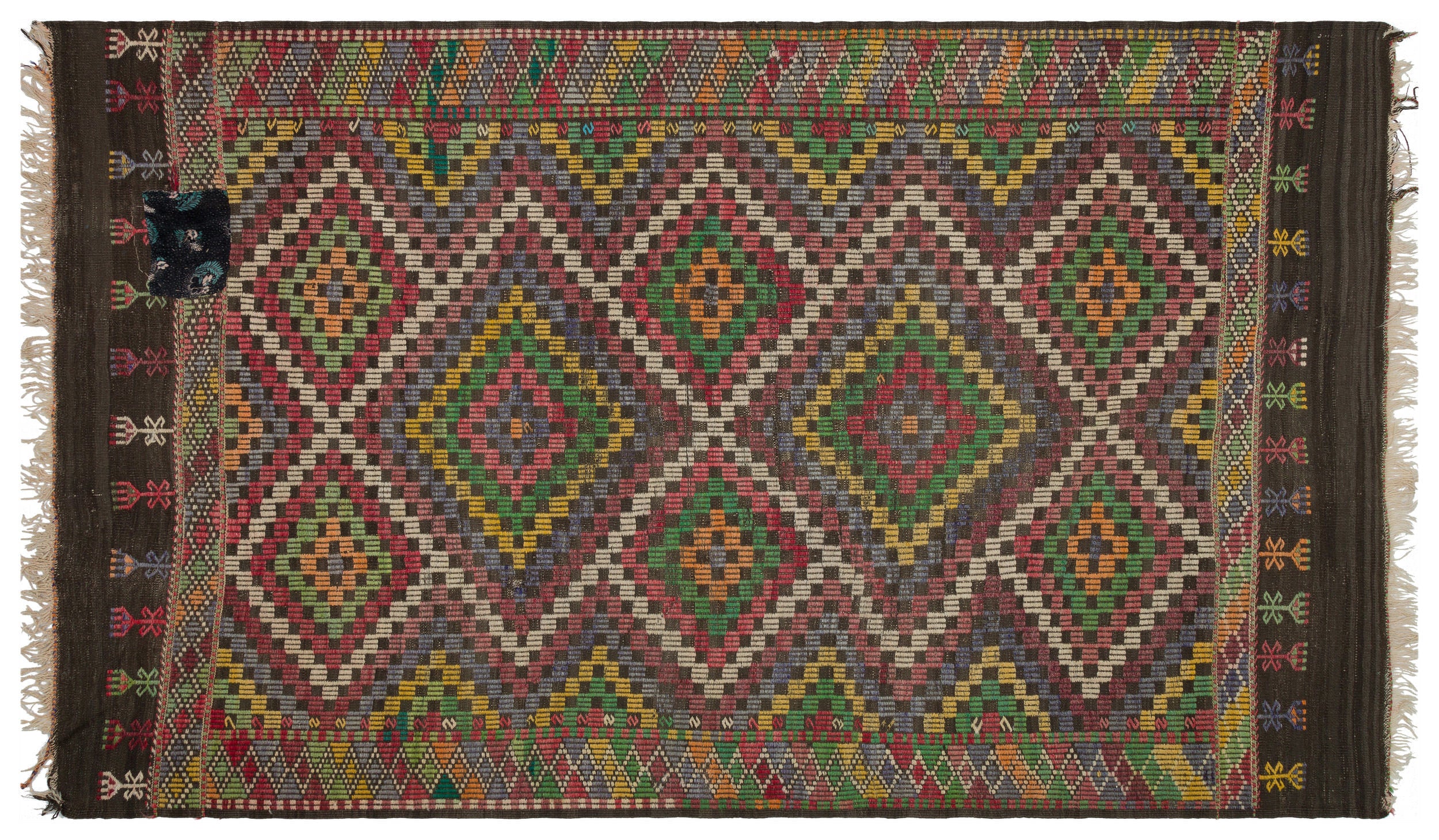 Striped Over Dyed Kilim Rug 5'10'' x 9'10'' ft 177 x 300 cm