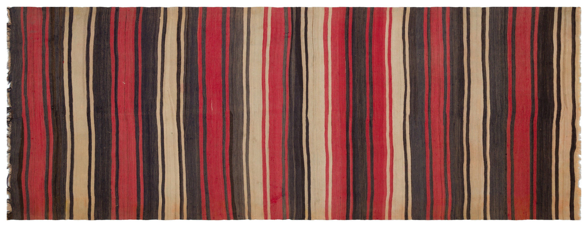 Striped Over Dyed Kilim Rug 4'8'' x 12'6'' ft 143 x 380 cm