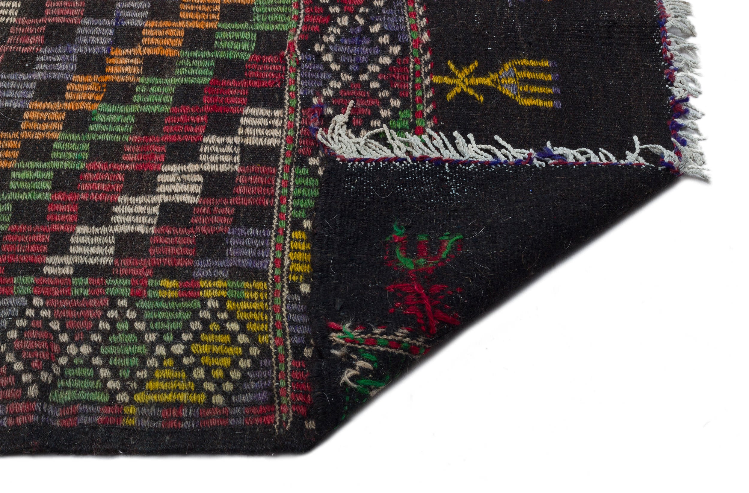 Striped Over Dyed Kilim Rug 6'6'' x 10'12'' ft 198 x 335 cm