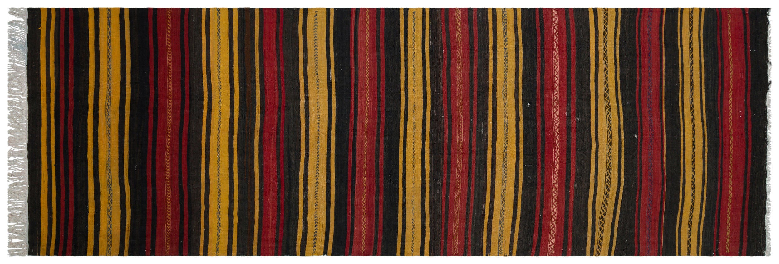 Striped Over Dyed Kilim Rug 4'9'' x 14'2'' ft 145 x 432 cm