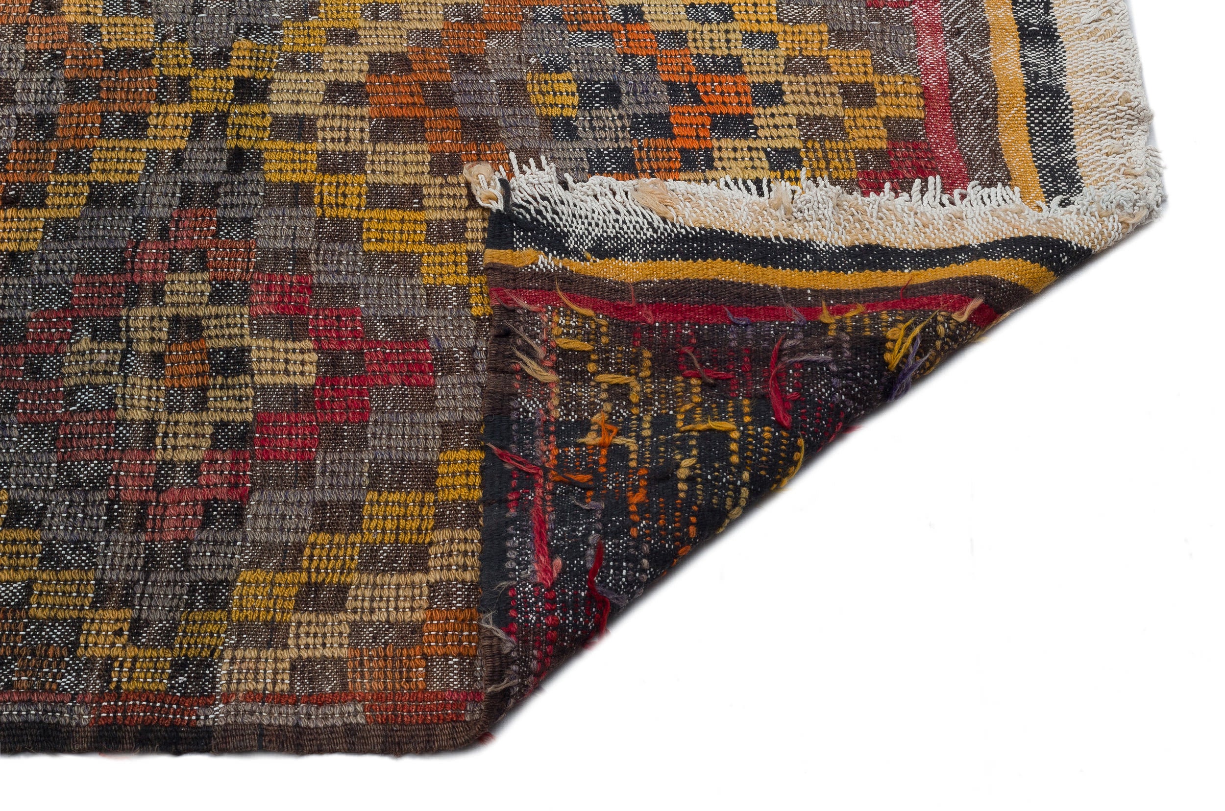 Geometric Over Dyed Kilim Rug 4'10'' x 11'2'' ft 148 x 340 cm