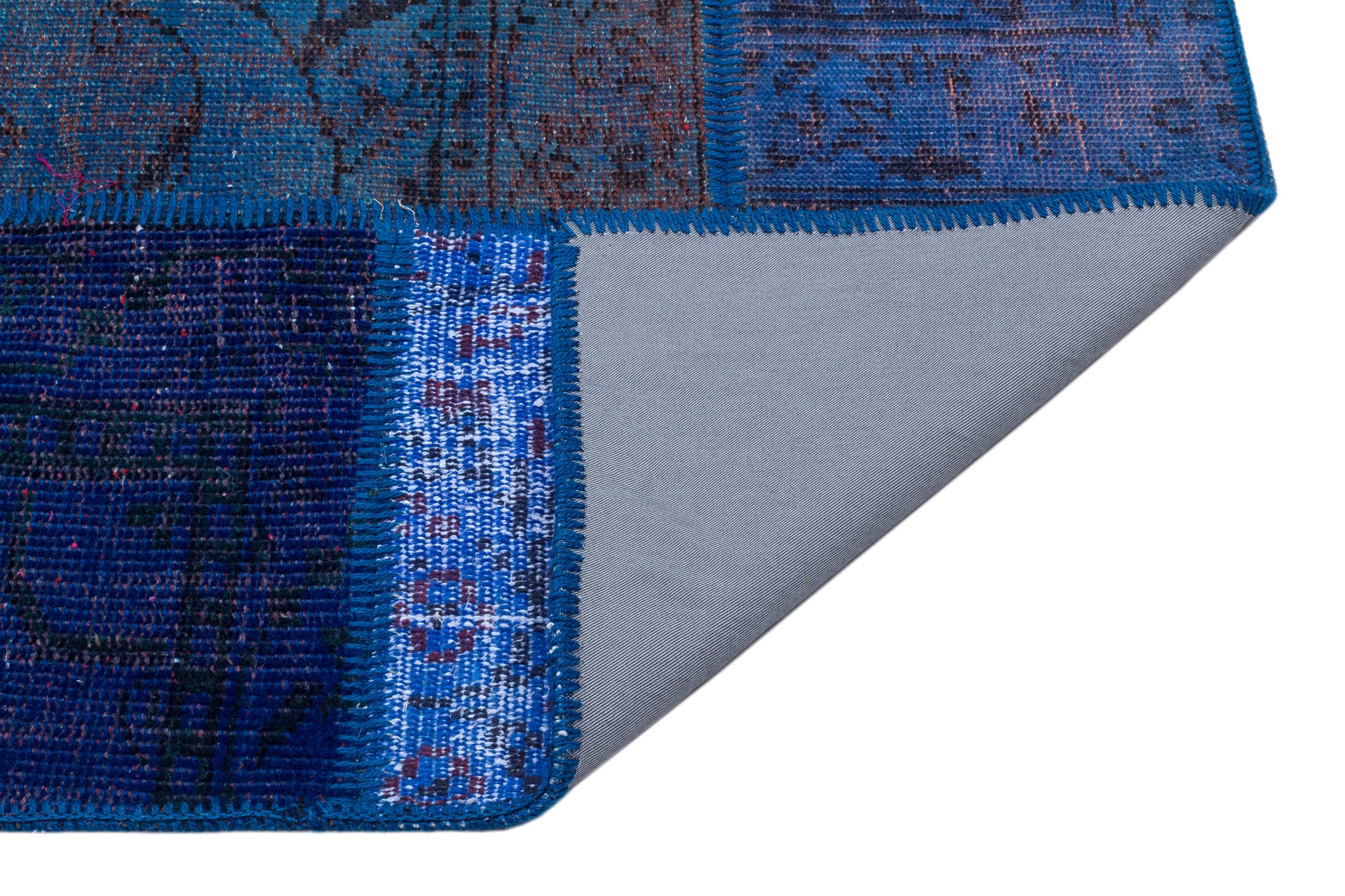 Blue Over Dyed Patchwork Unique Rug 3'10'' x 5'10'' ft 118 x 177 cm
