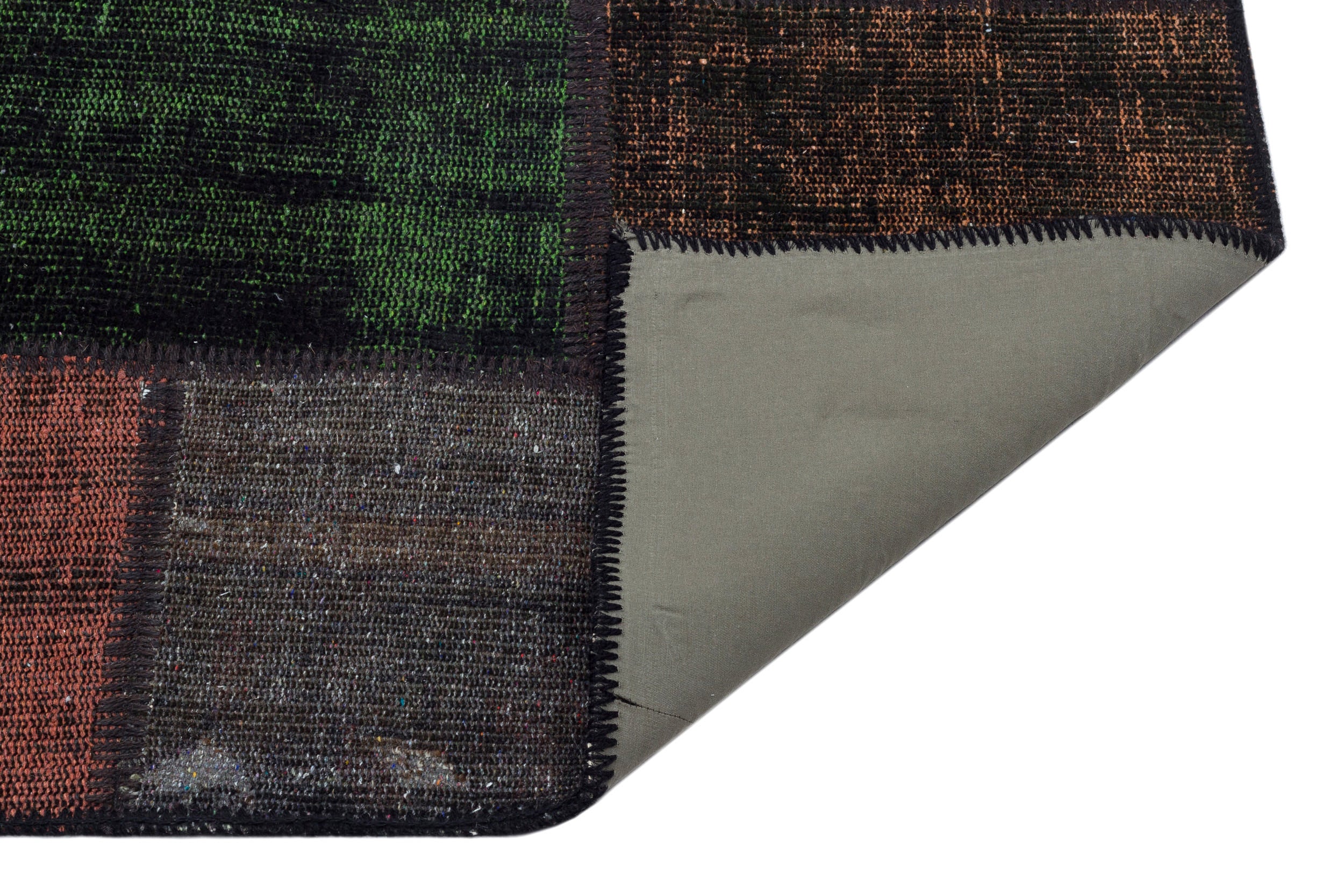 Brown Over Dyed Patchwork Unique Rug 4'0'' x 5'11'' ft 122 x 181 cm