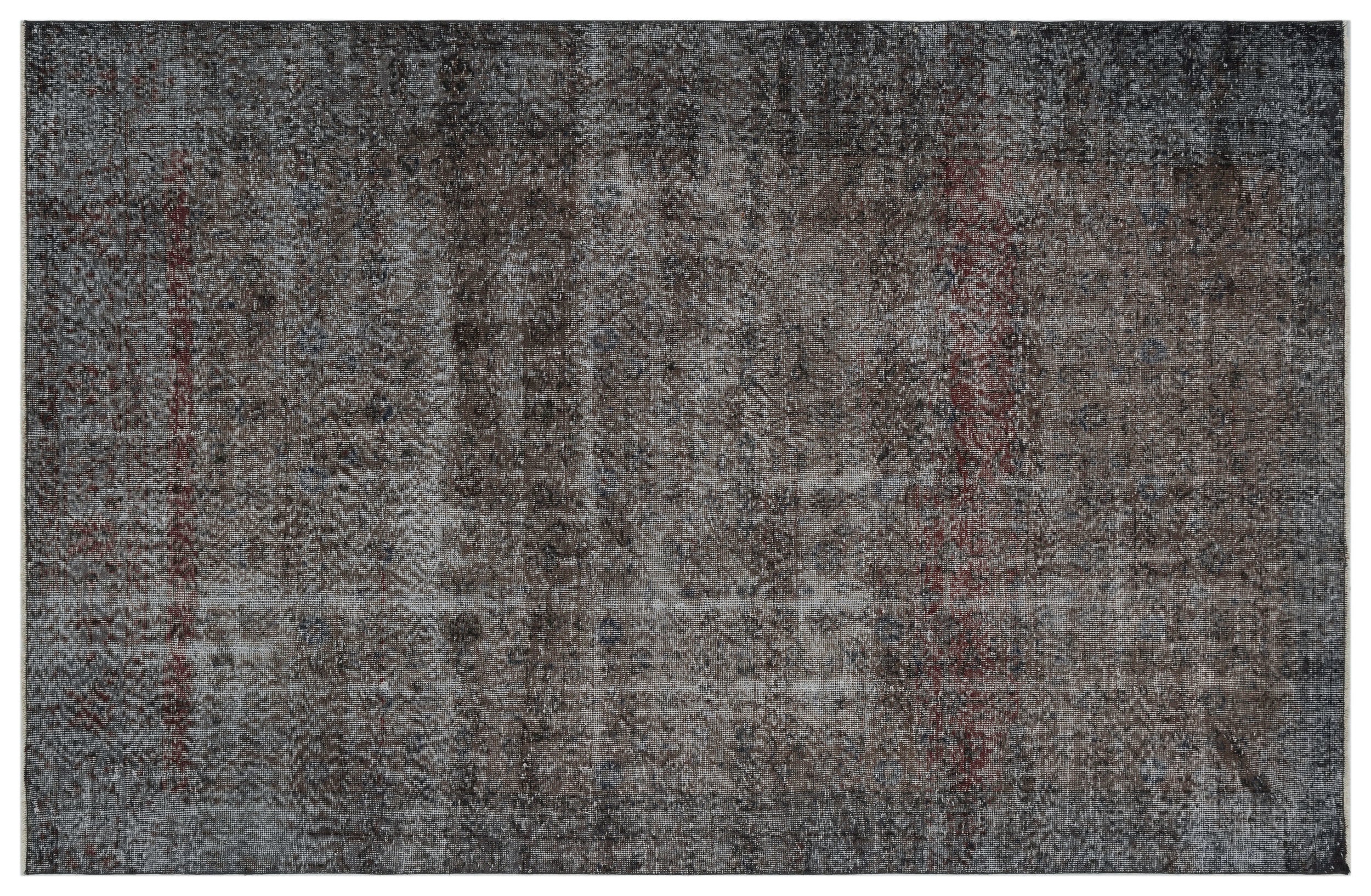 Gray Over Dyed Vintage Rug 6'1'' x 9'5'' ft 185 x 288 cm