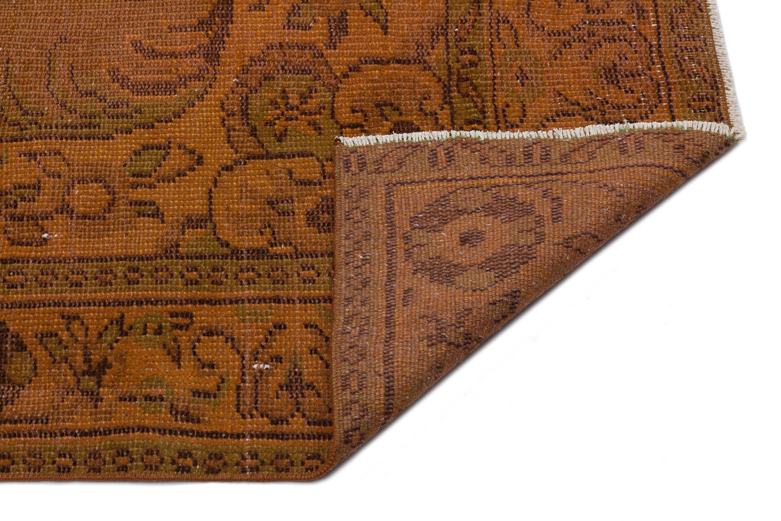 Brown Over Dyed Vintage Rug 5'8'' x 9'9'' ft 172 x 296 cm