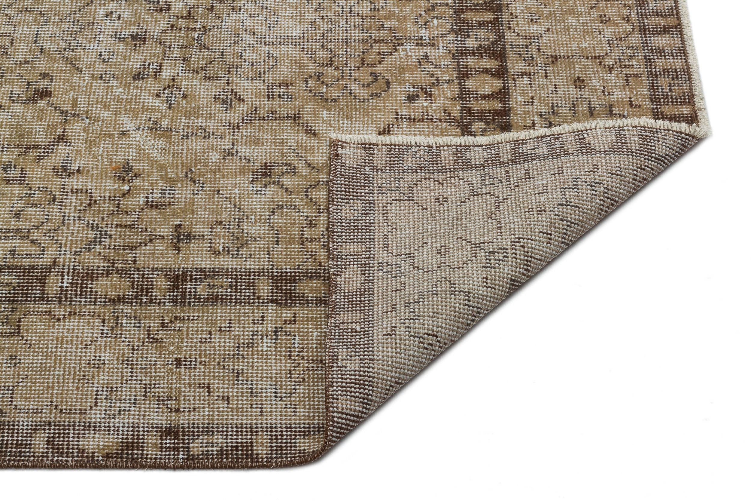 Brown Over Dyed Vintage Rug 5'4'' x 9'5'' ft 162 x 288 cm