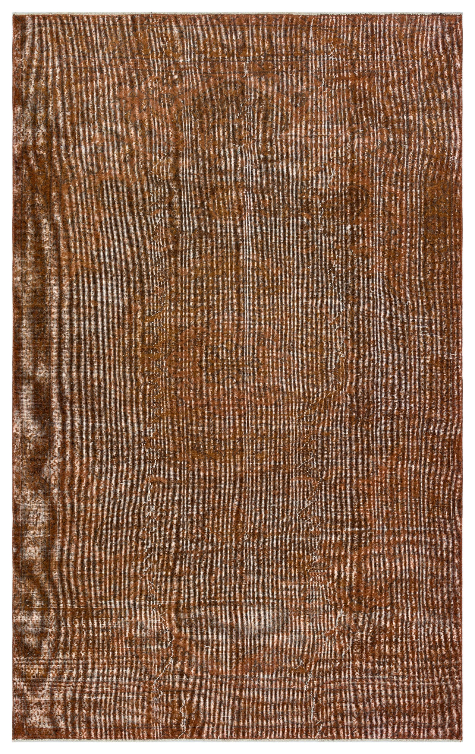 Brown Over Dyed Vintage Rug 5'6'' x 8'10'' ft 167 x 269 cm