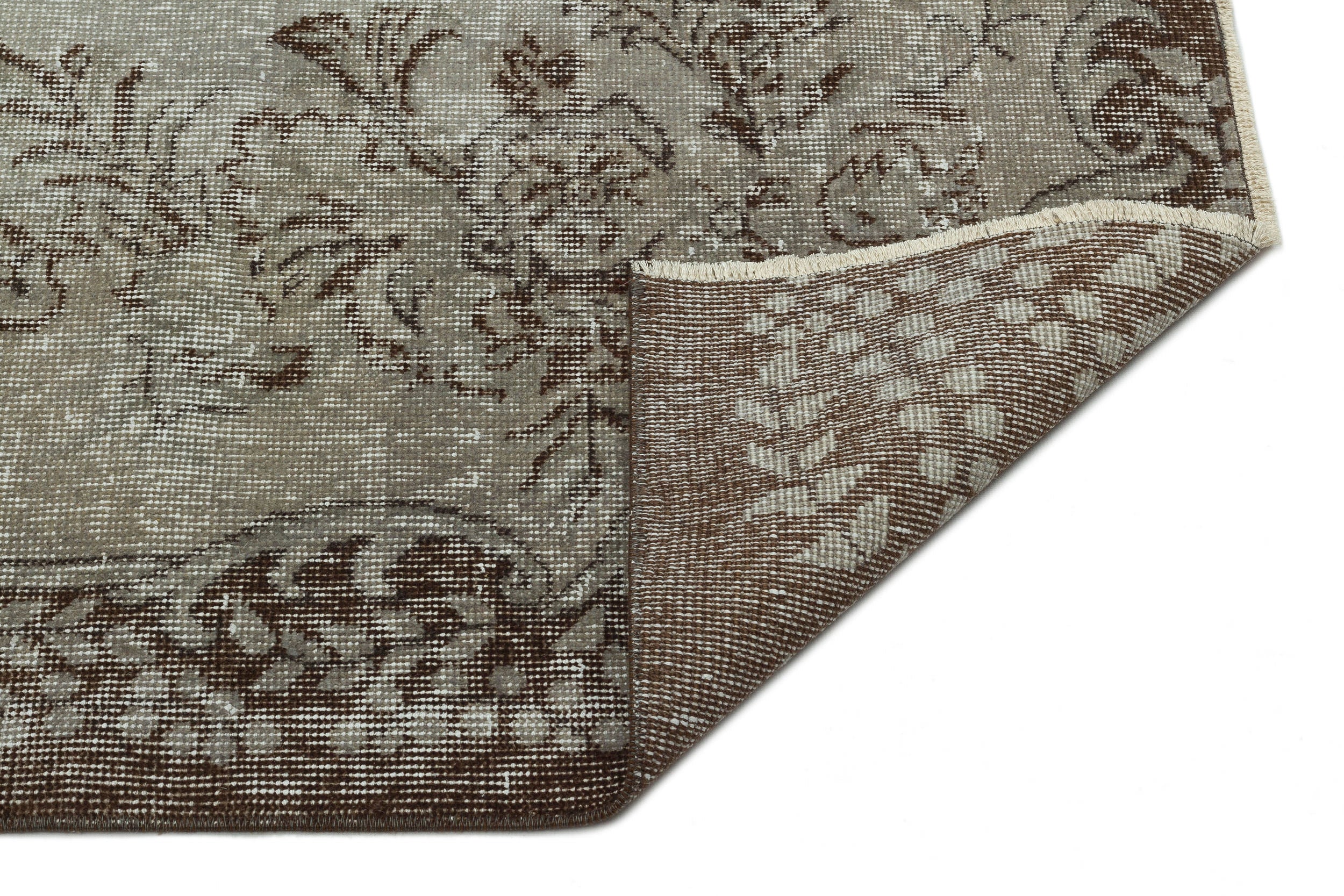 Gray Over Dyed Vintage Rug 5'7'' x 8'8'' ft 170 x 265 cm