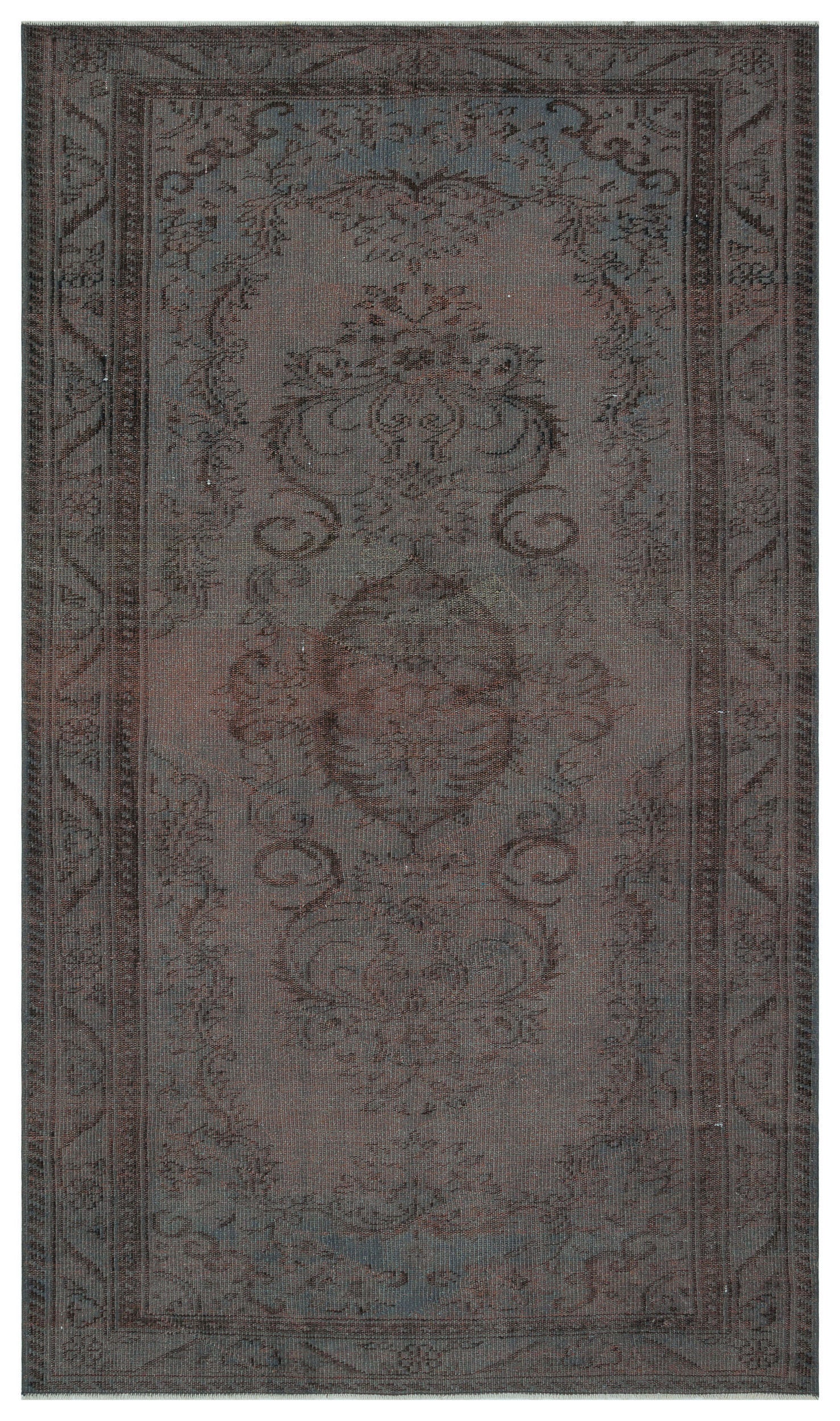 Gray Over Dyed Vintage Rug 5'6'' x 8'11'' ft 167 x 272 cm