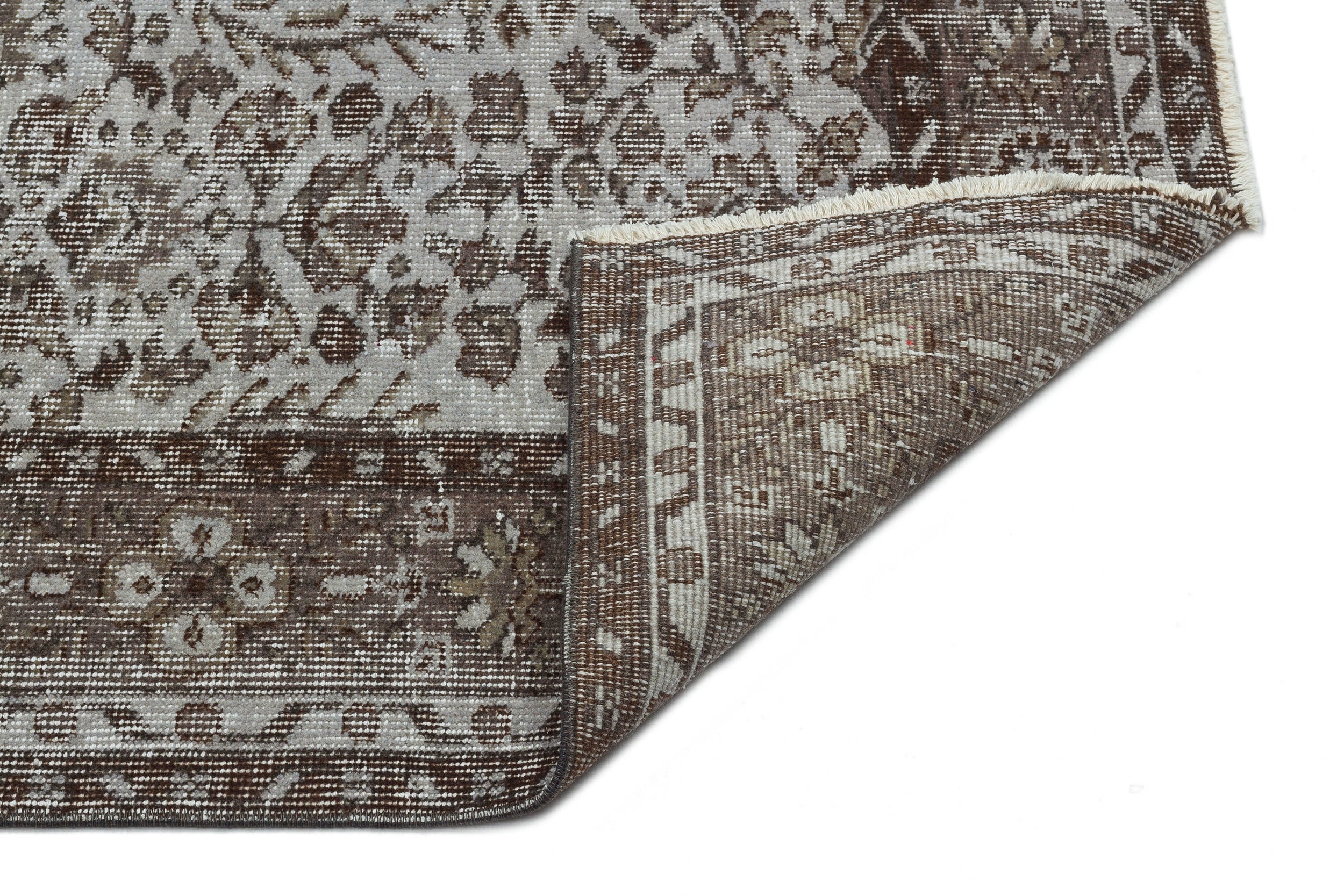 Gray Over Dyed Vintage Rug 5'7'' x 8'10'' ft 171 x 270 cm