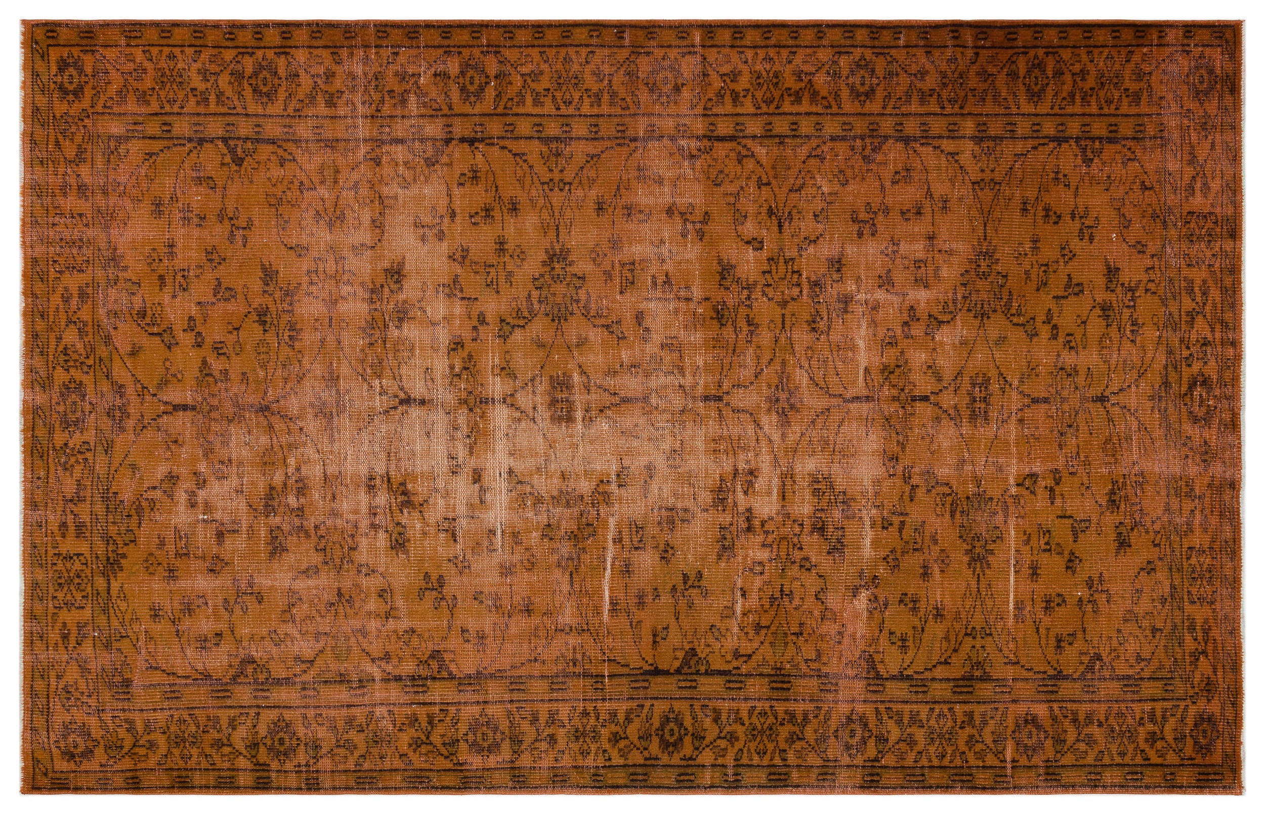 Brown Over Dyed Vintage Rug 5'10'' x 9'1'' ft 177 x 277 cm