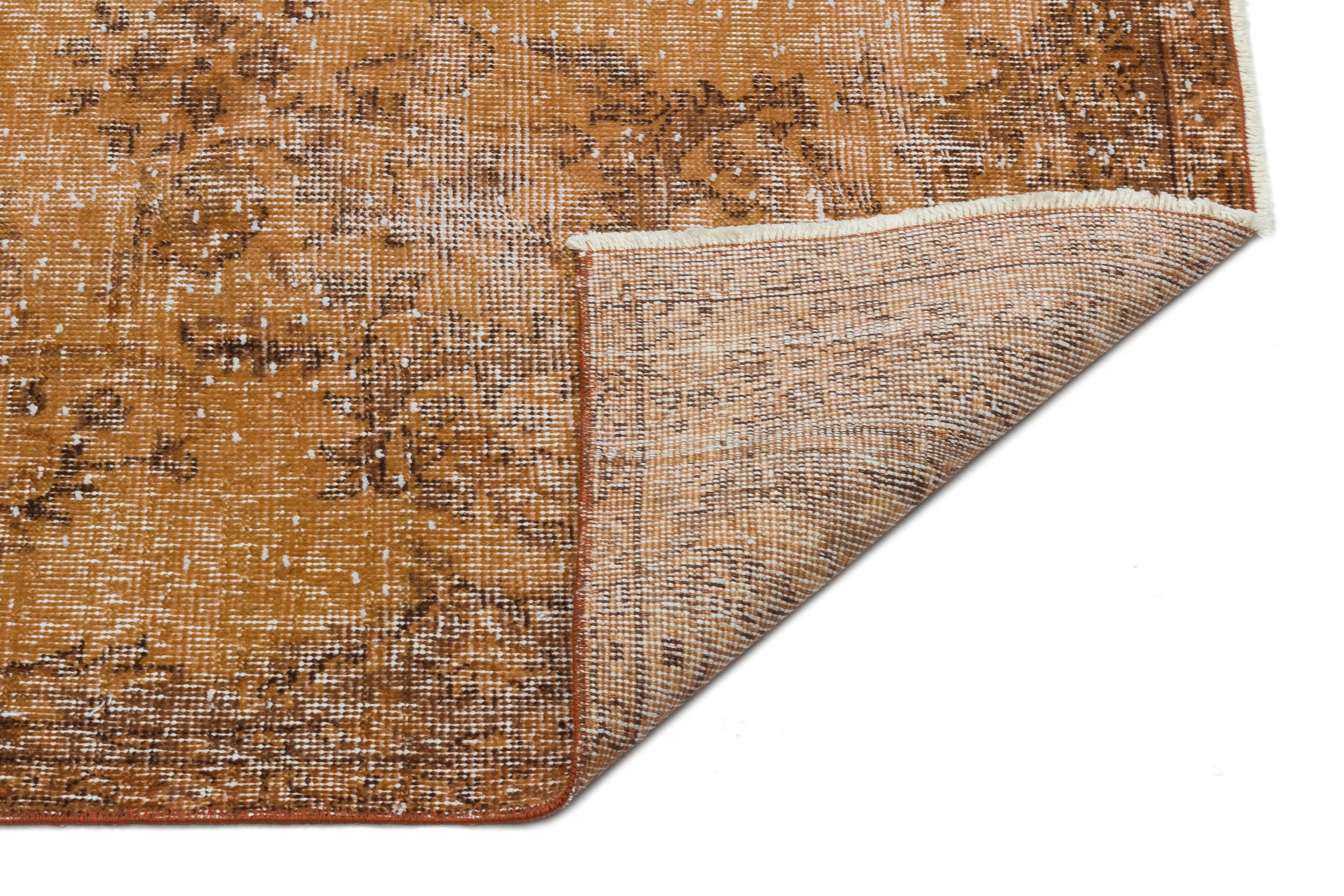 Brown Over Dyed Vintage Rug 4'11'' x 9'3'' ft 151 x 281 cm