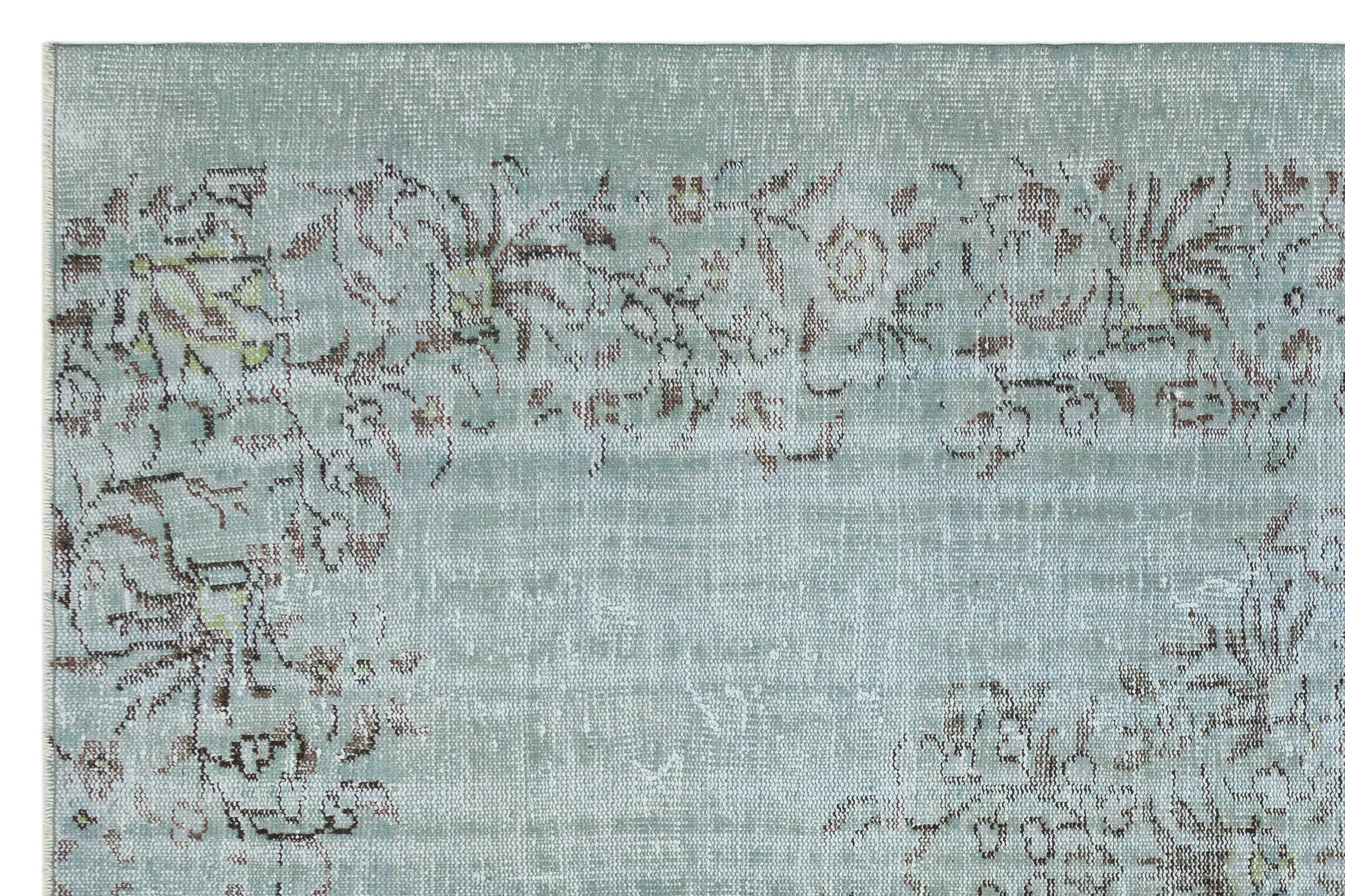 Stone Blue Over Dyed Rug | Traditional Design Rug | Turkish Rug | Hand Weaving Rug  | Bedroom Rug | Wool Rug | Vintage Rug | Patterned Rug  | Naturel Rug | Boho Rug I 6'1'' x 9'3'' ft 186 x 282 cm
