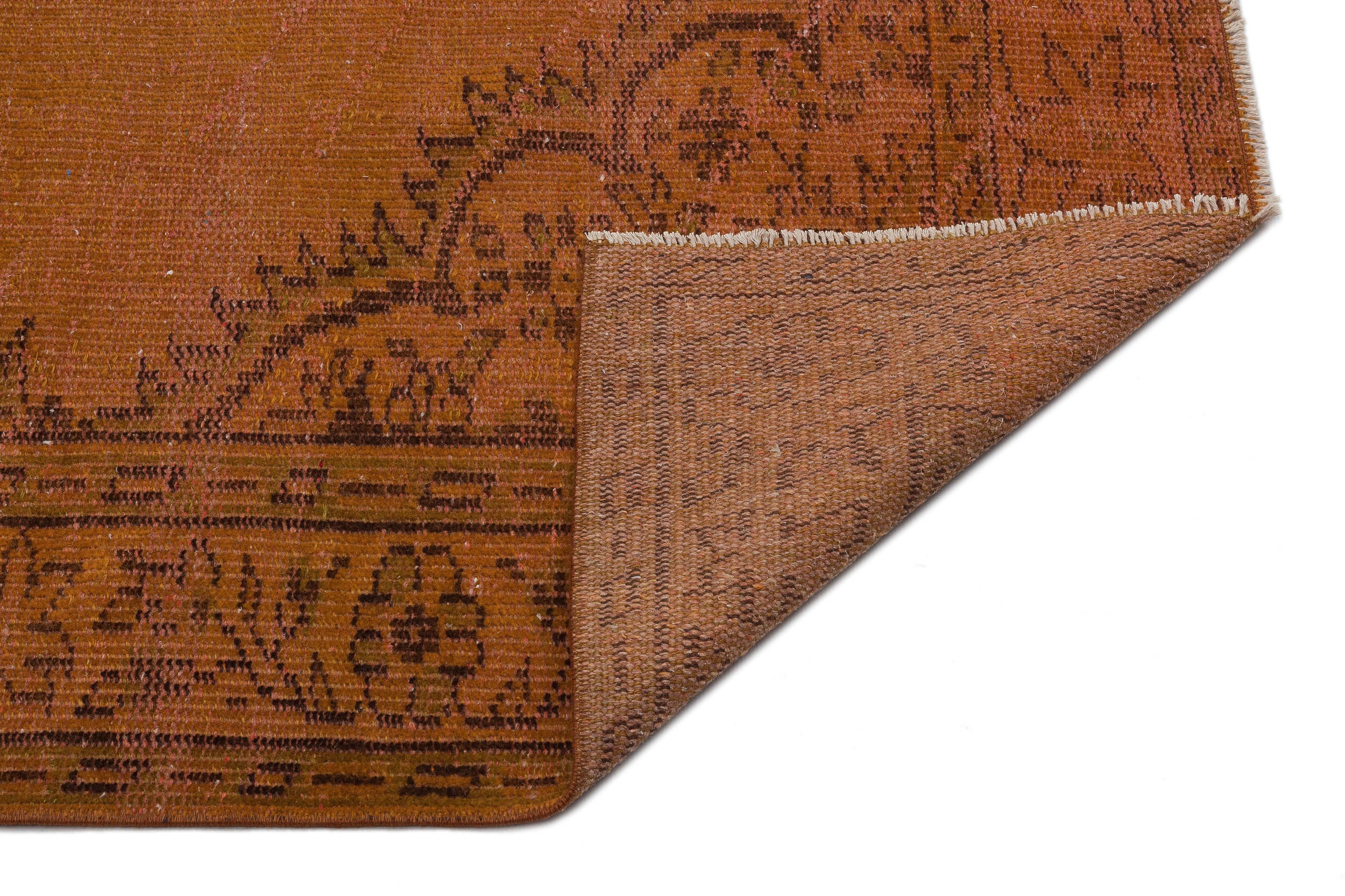 Brown Over Dyed Vintage Rug 5'5'' x 9'1'' ft 164 x 277 cm