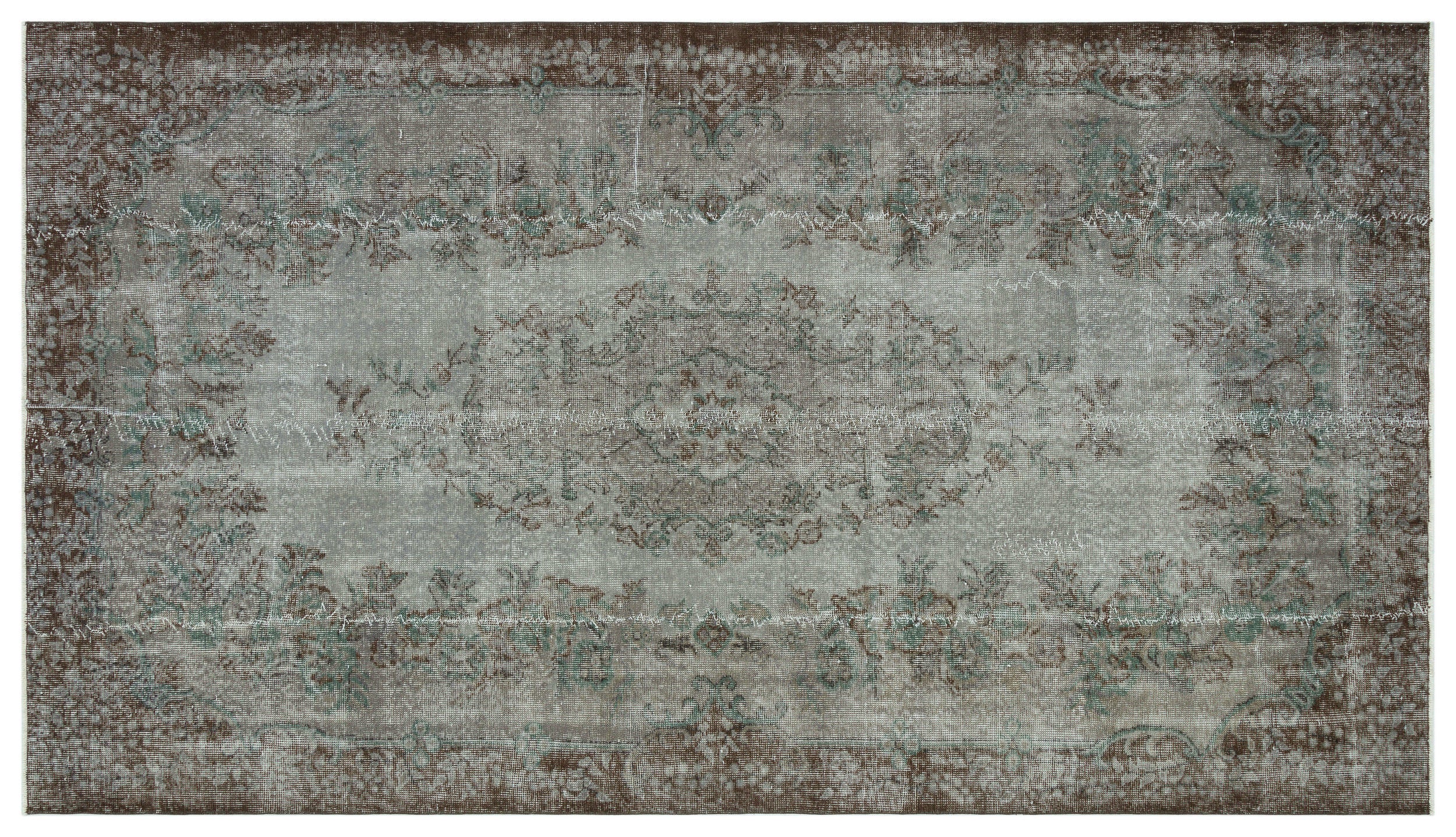 Gray Over Dyed Vintage Rug 5'7'' x 9'12'' ft 171 x 304 cm