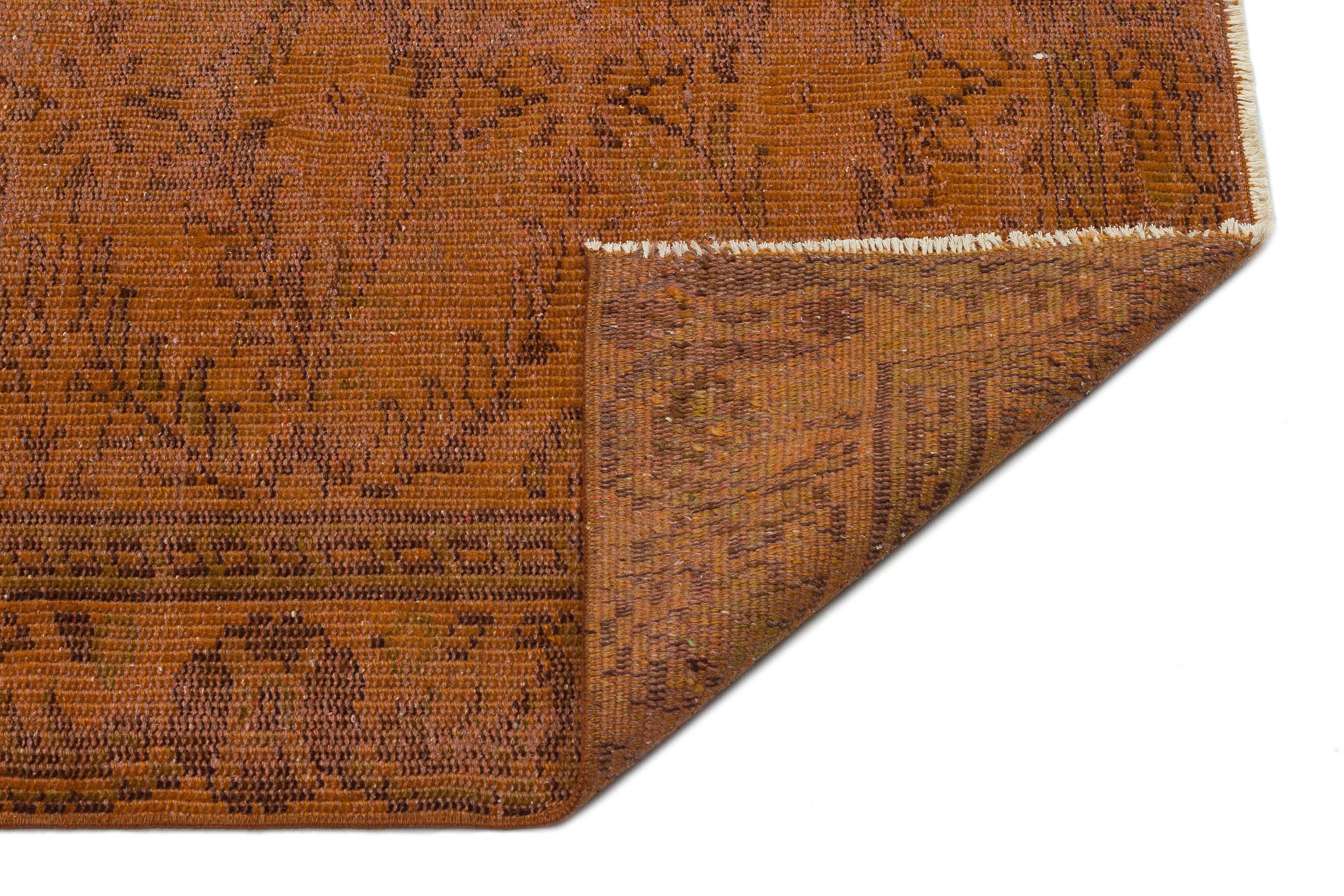 Brown Over Dyed Vintage Rug 5'5'' x 9'1'' ft 164 x 278 cm