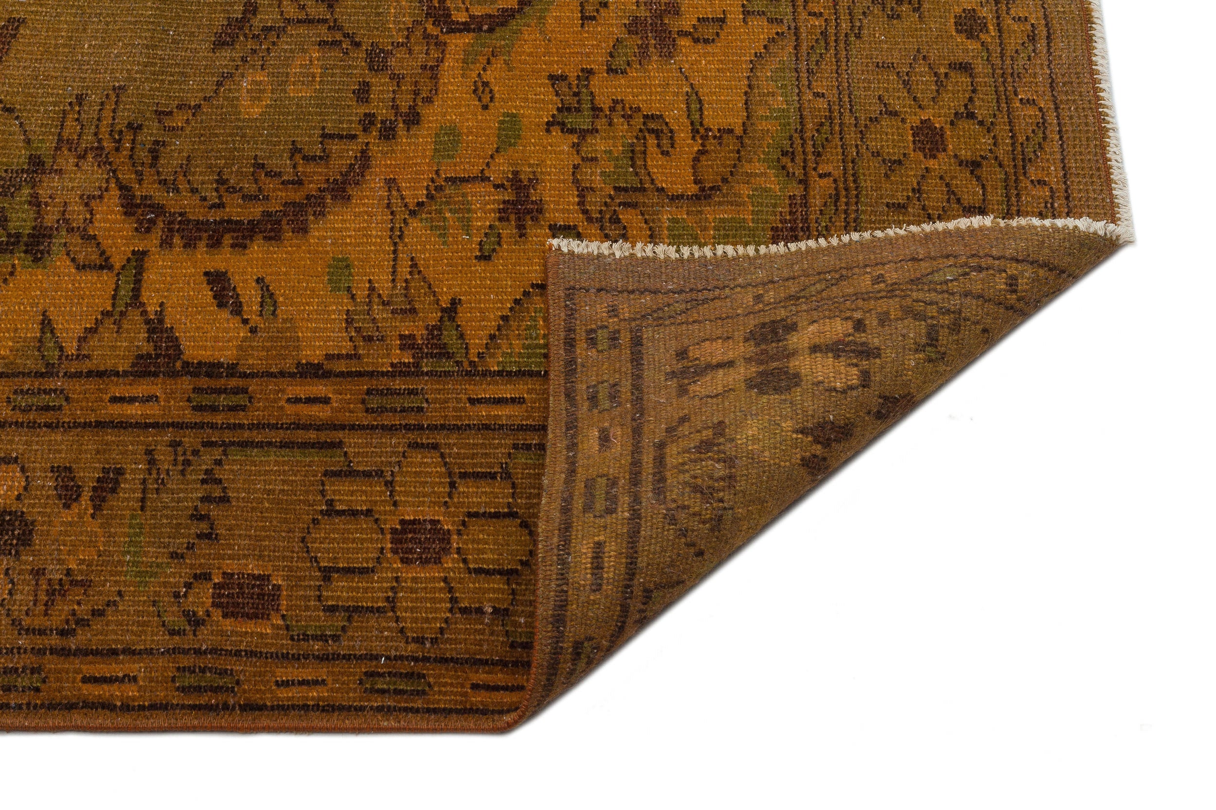 Brown Over Dyed Vintage Rug 5'8'' x 9'4'' ft 172 x 285 cm