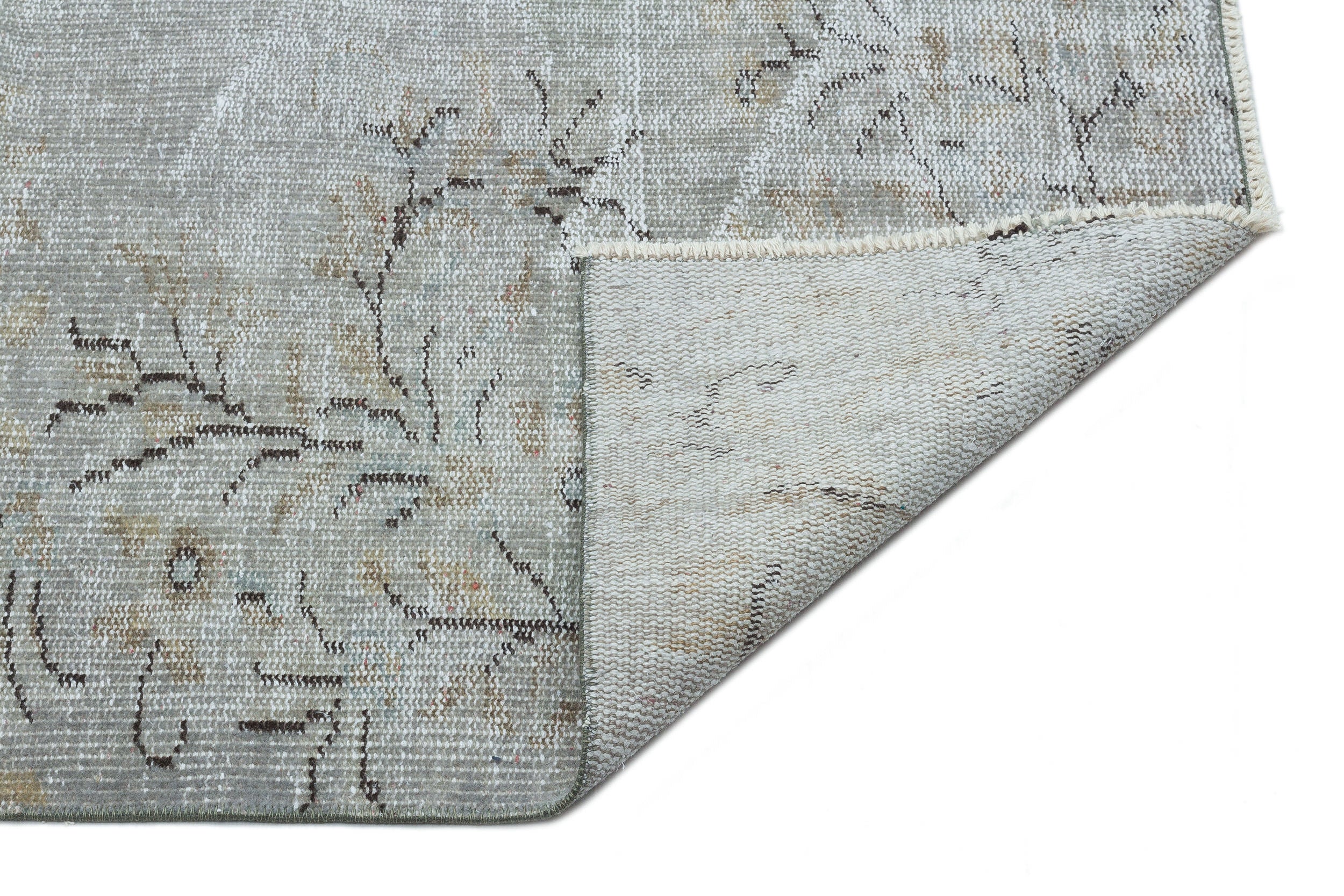 Gray Over Dyed Vintage Rug 5'7'' x 9'8'' ft 171 x 294 cm