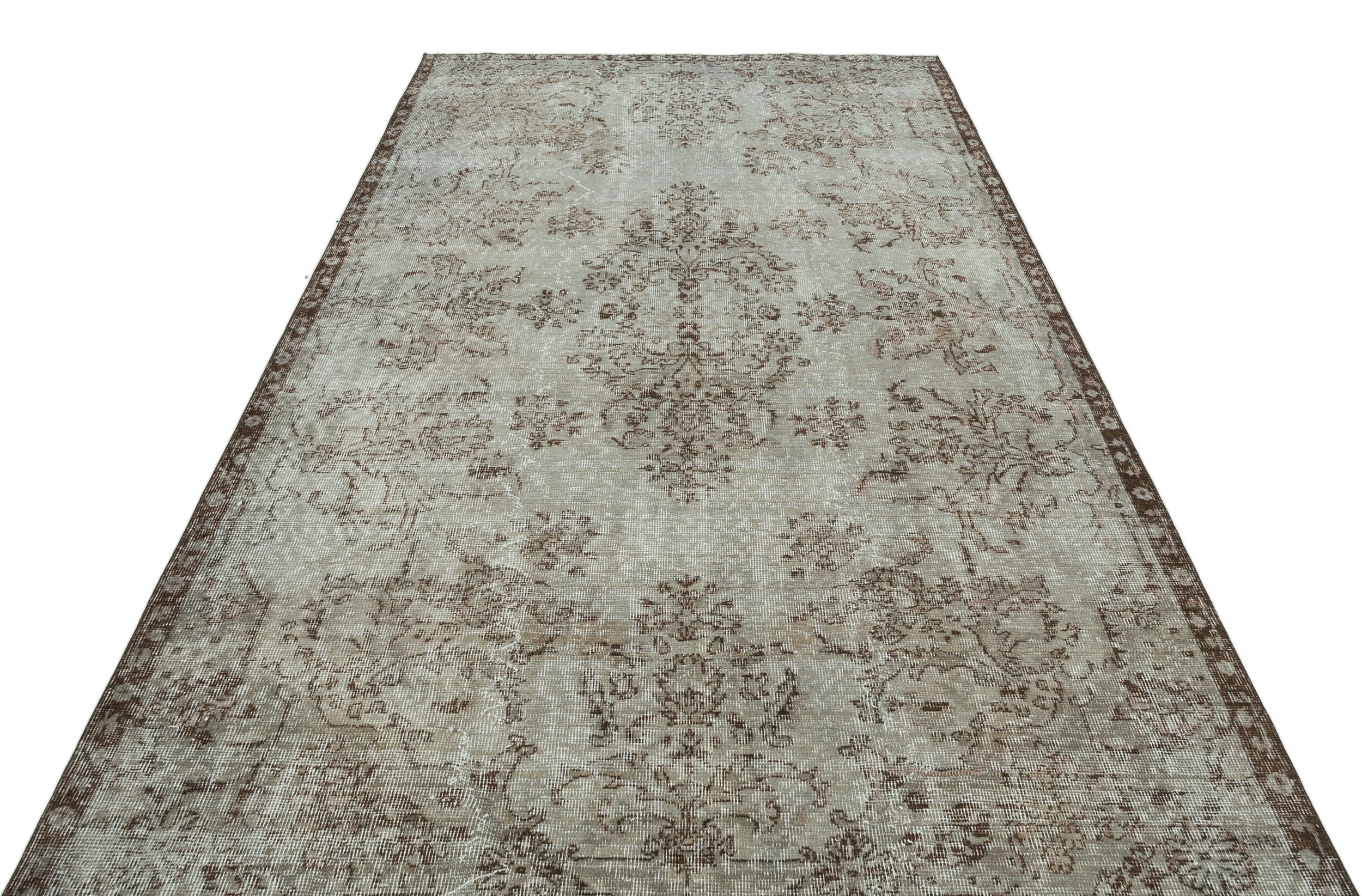 Gray Over Dyed Vintage Rug 5'7'' x 9'6'' ft 171 x 290 cm