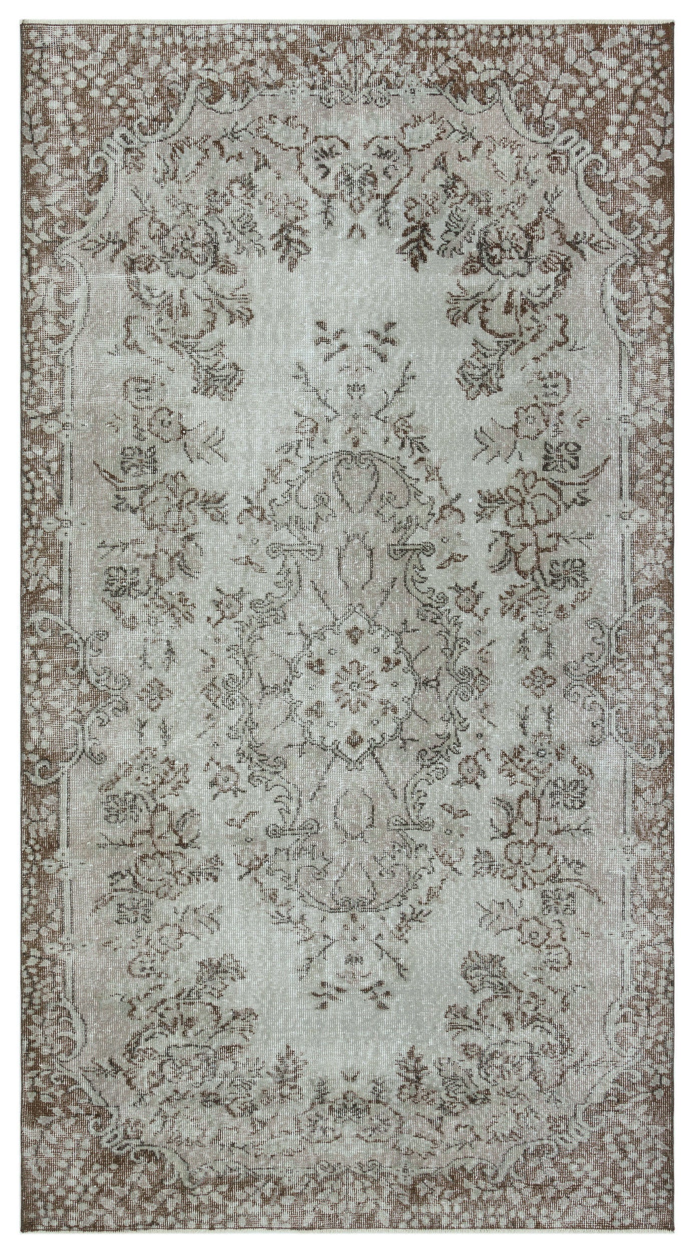 Gray Over Dyed Vintage Rug 4'11'' x 9'1'' ft 150 x 277 cm