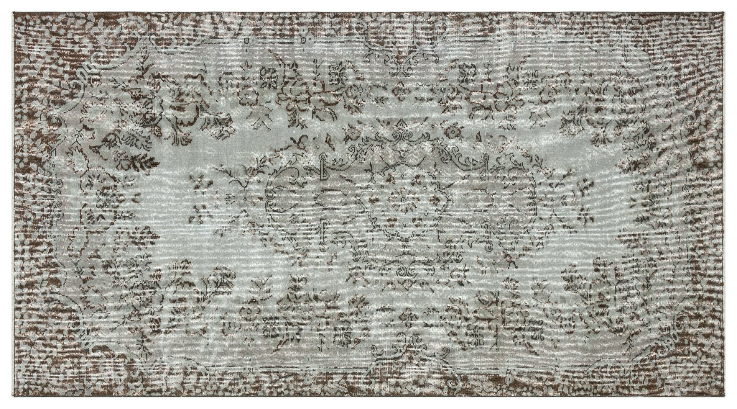 Gray Over Dyed Vintage Rug 4'11'' x 9'1'' ft 150 x 277 cm