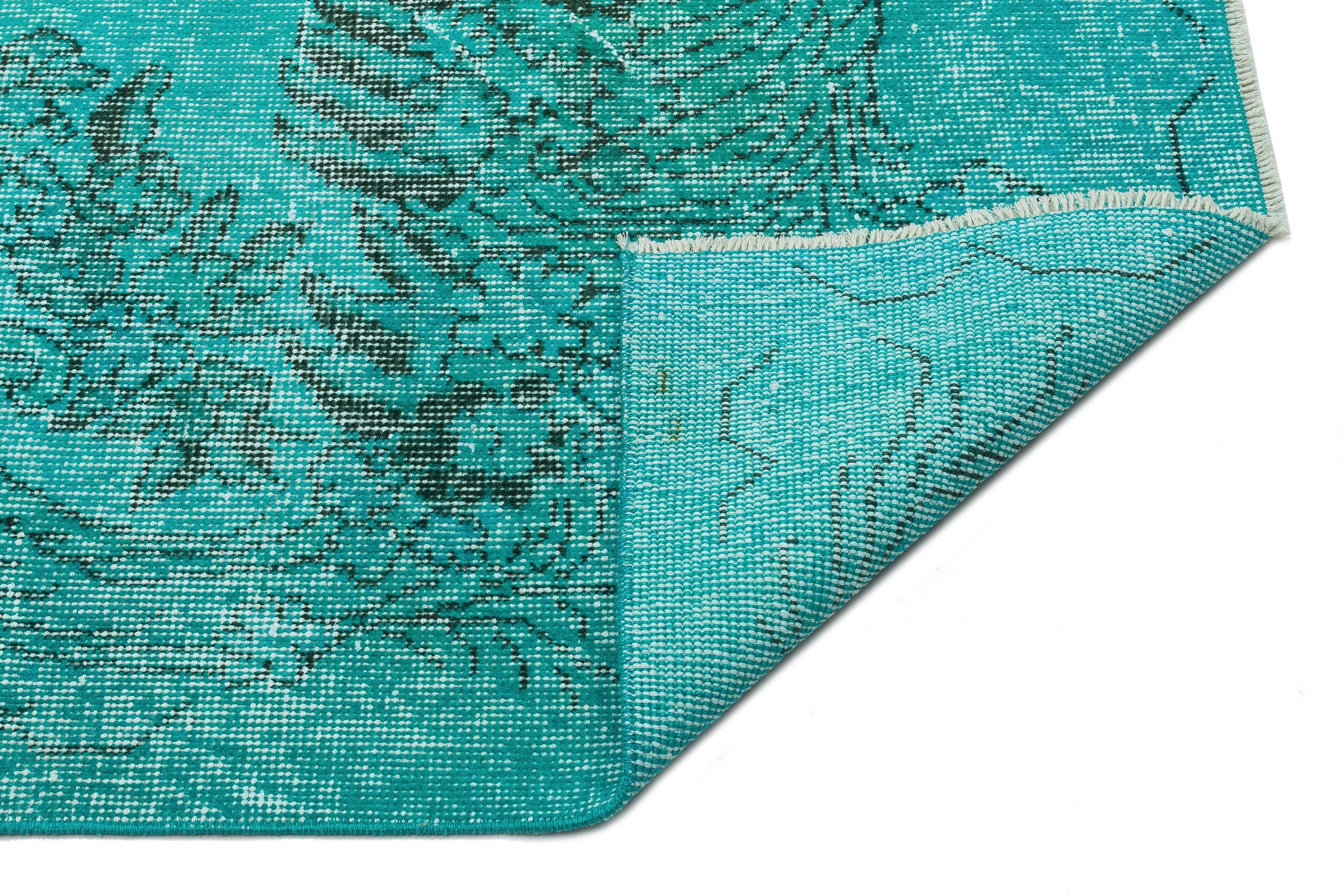 Turquoise  Over Dyed Vintage Rug 6'1'' x 9'11'' ft 185 x 301 cm