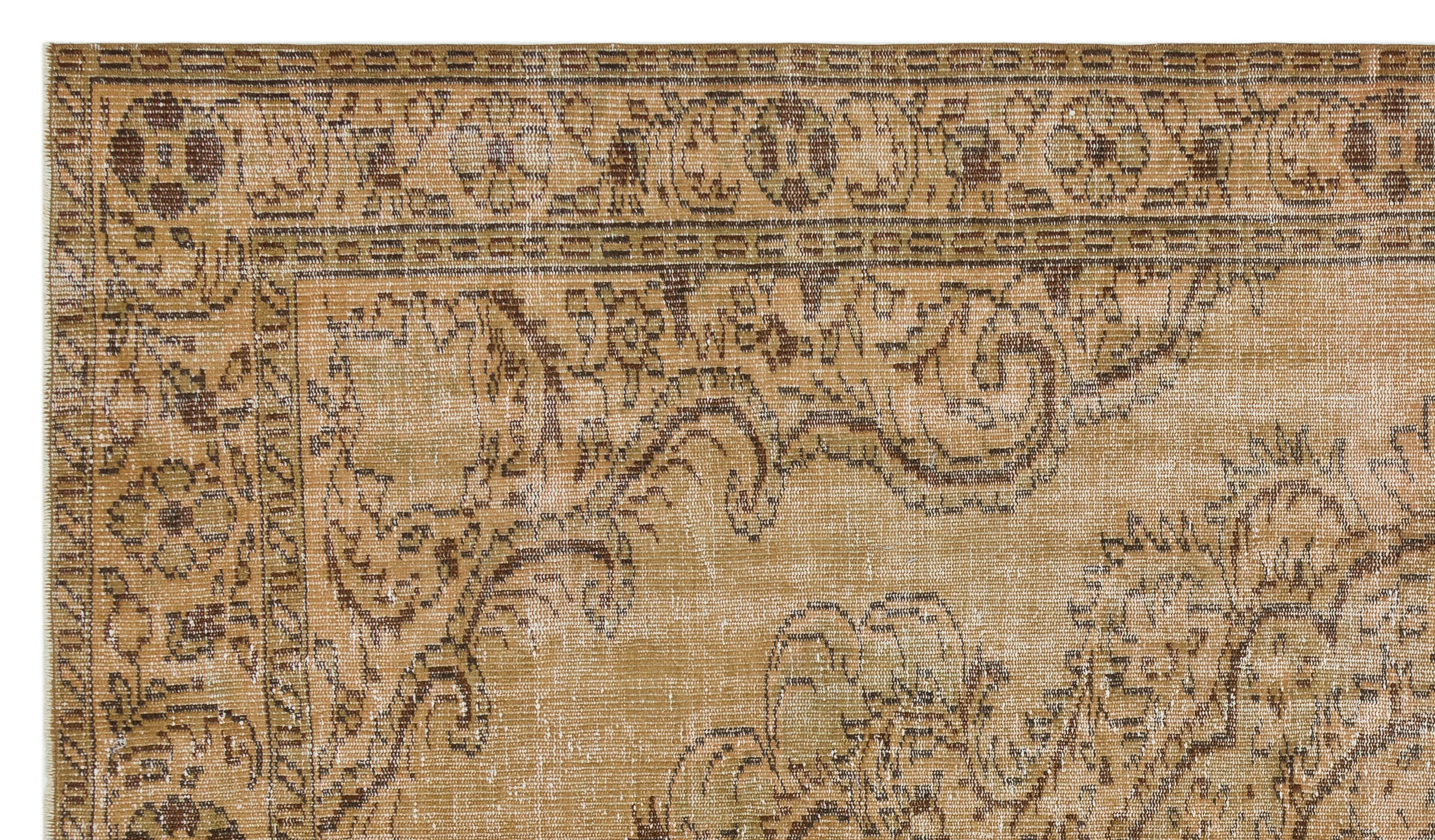 Brown Over Dyed Vintage Rug 5'5'' x 9'6'' ft 166 x 290 cm