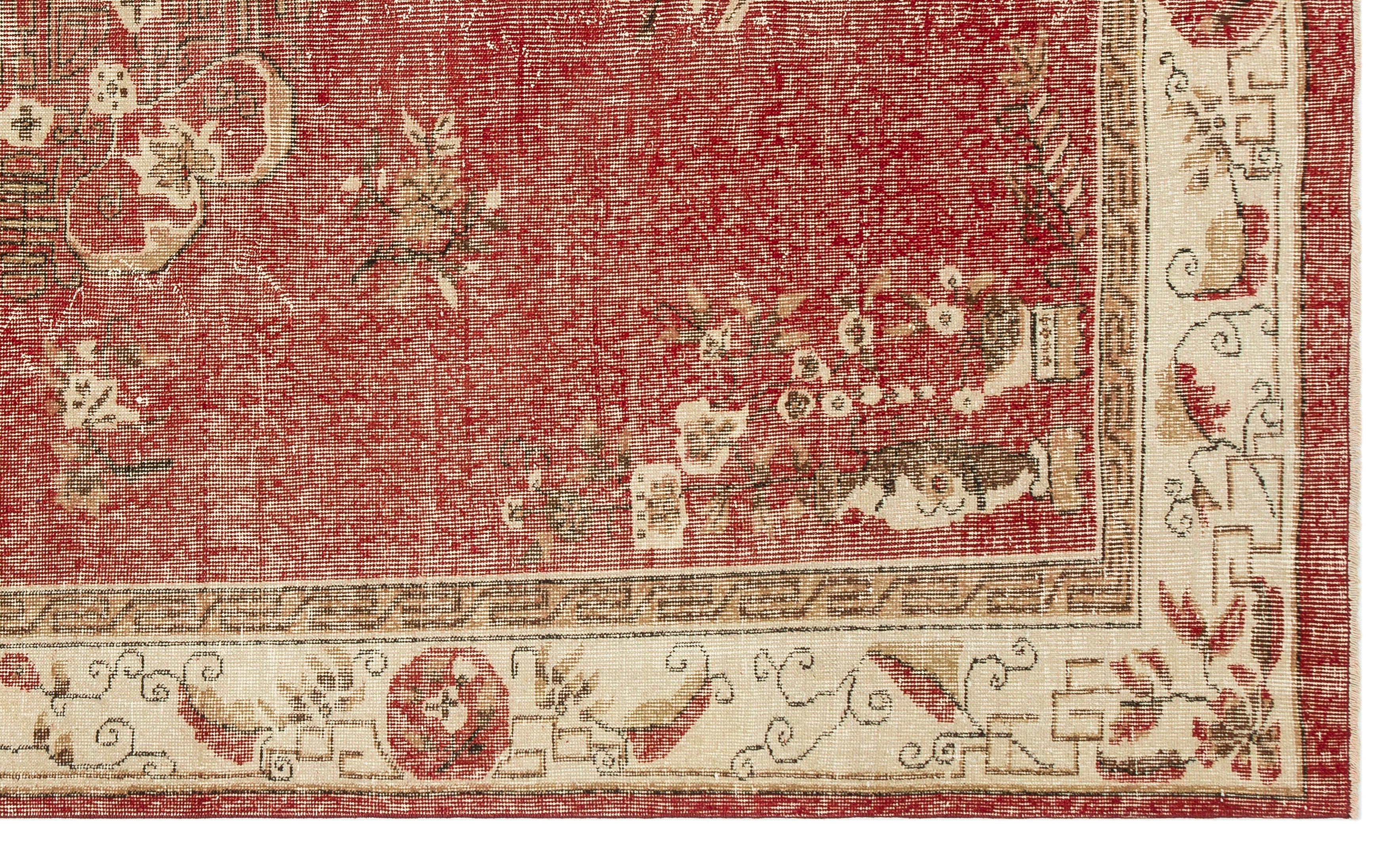 Traditional Design Floral Over Dyed Floral Vintage Rug 6'7'' x 10'4'' ft 201 x 315 cm