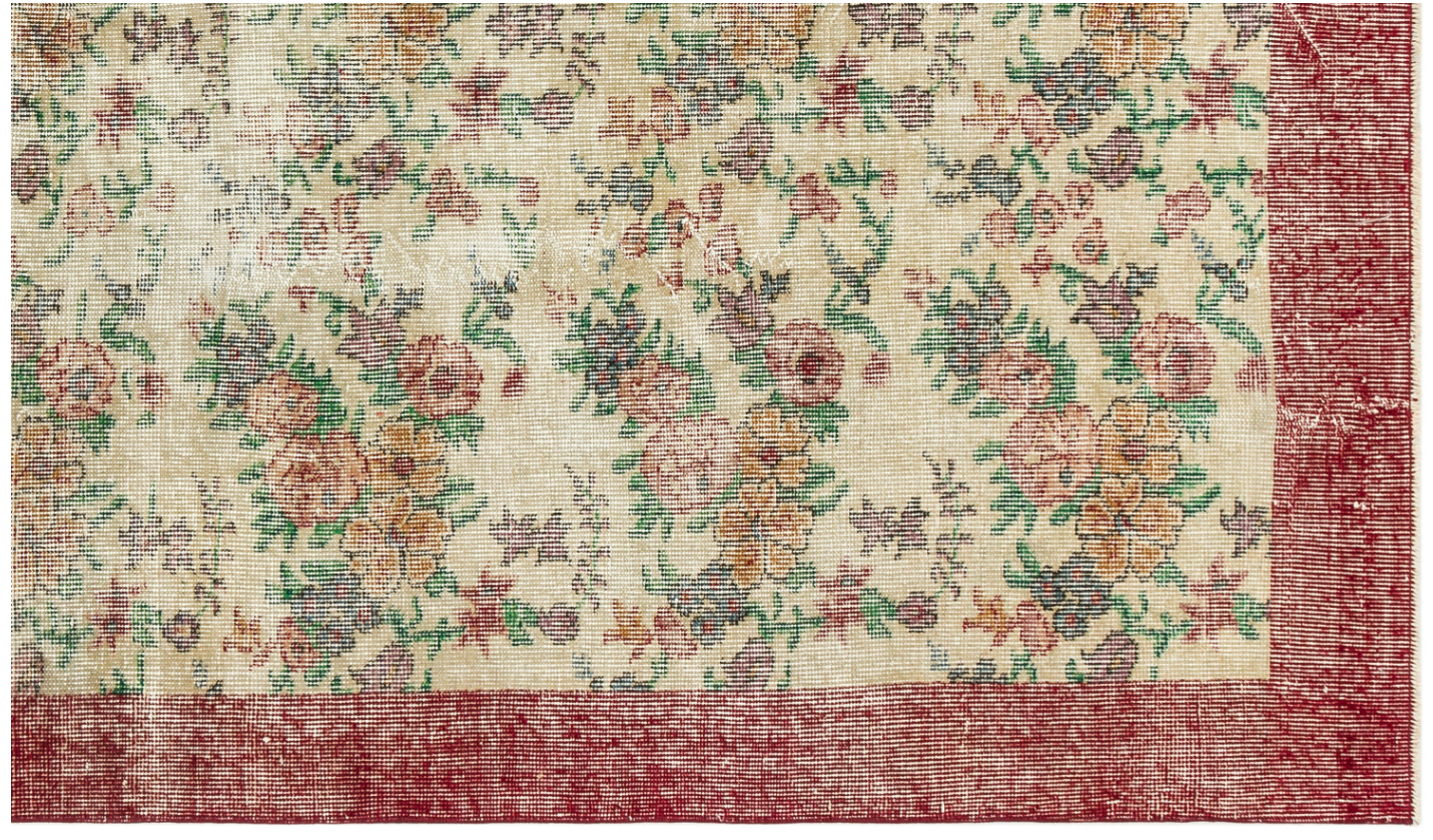 Retro Design Floral Over Dyed Vintage Rug 5'5'' x 9'1'' ft 166 x 278 cm