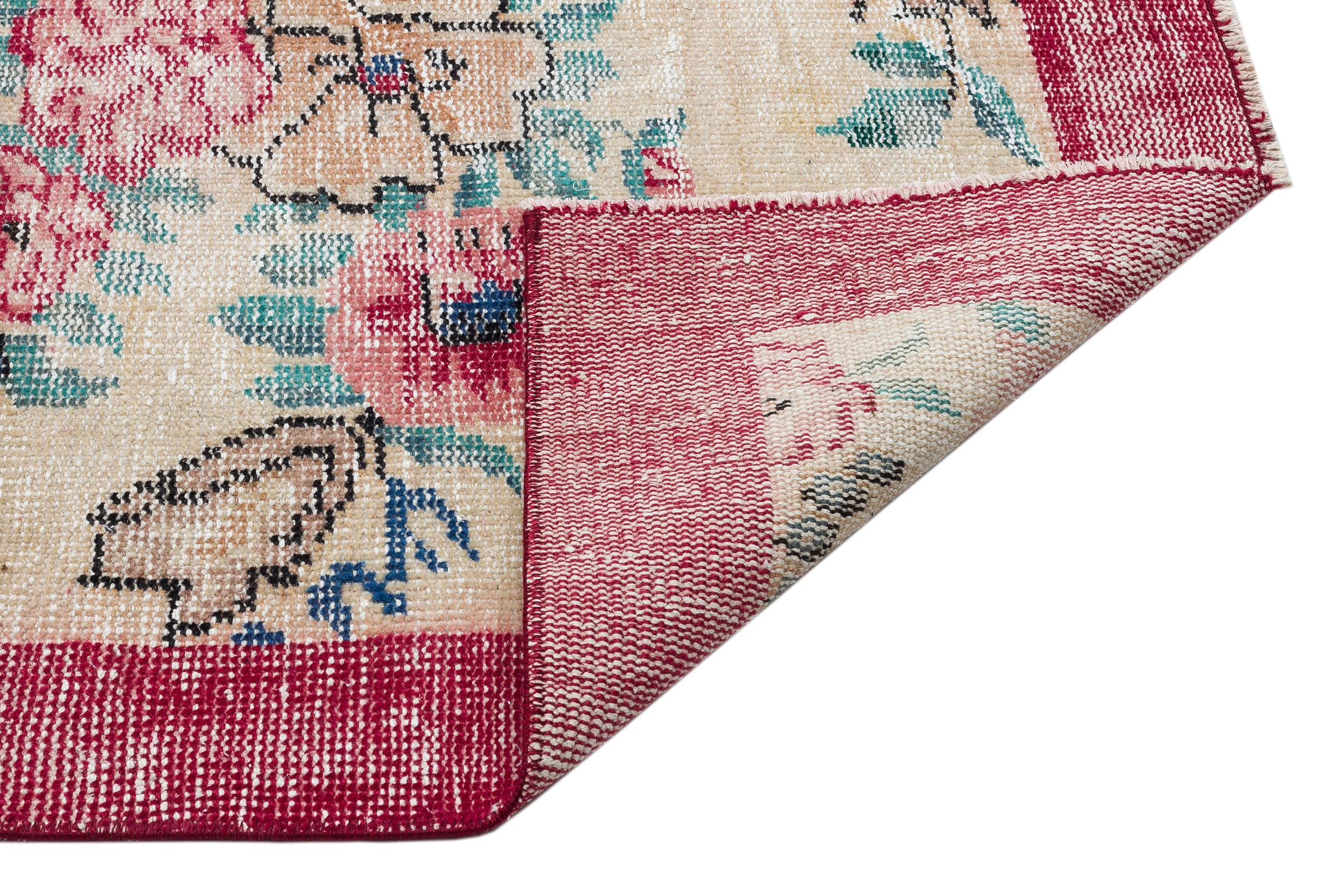 Retro Design Floral Over Dyed Vintage Rug 6'0'' x 9'1'' ft 184 x 278 cm