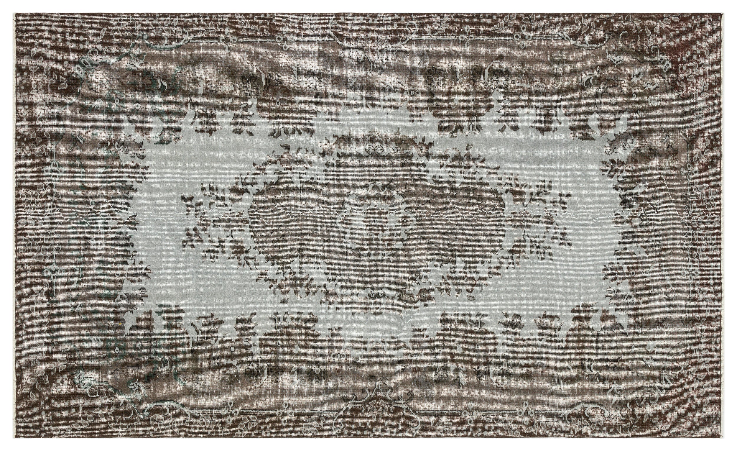 Brown Over Dyed Vintage Rug 5'1'' x 8'4'' ft 154 x 254 cm