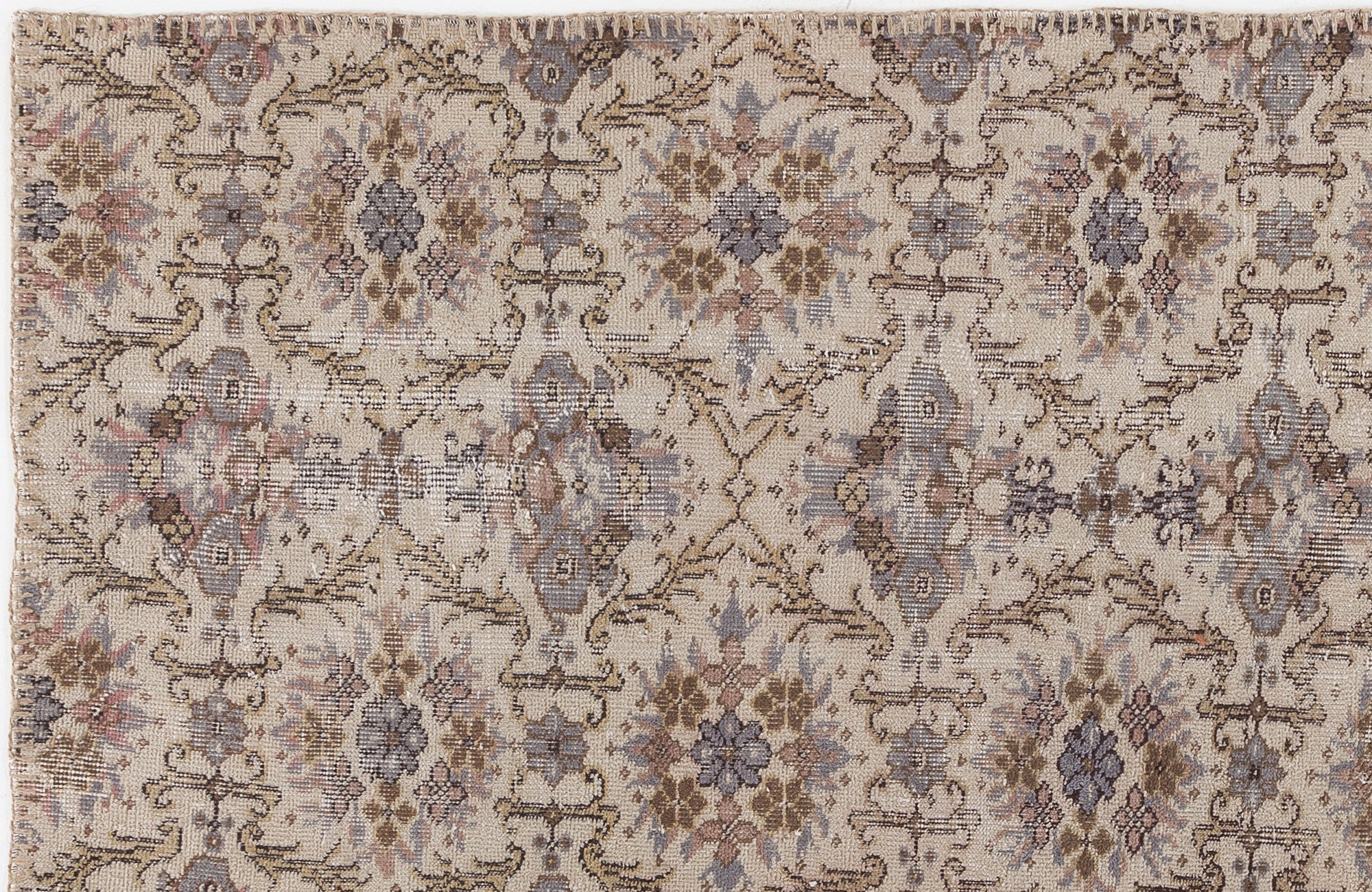 Beige Over Dyed Vintage Rug 4'8'' x 8'2'' ft 142 x 250 cm