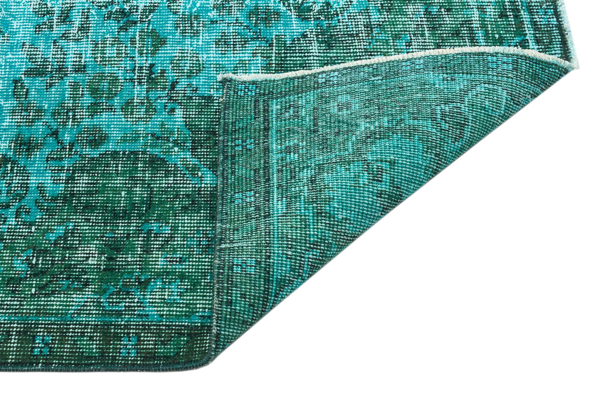 Turquoise  Over Dyed Vintage Rug 5'7'' x 9'1'' ft 170 x 278 cm