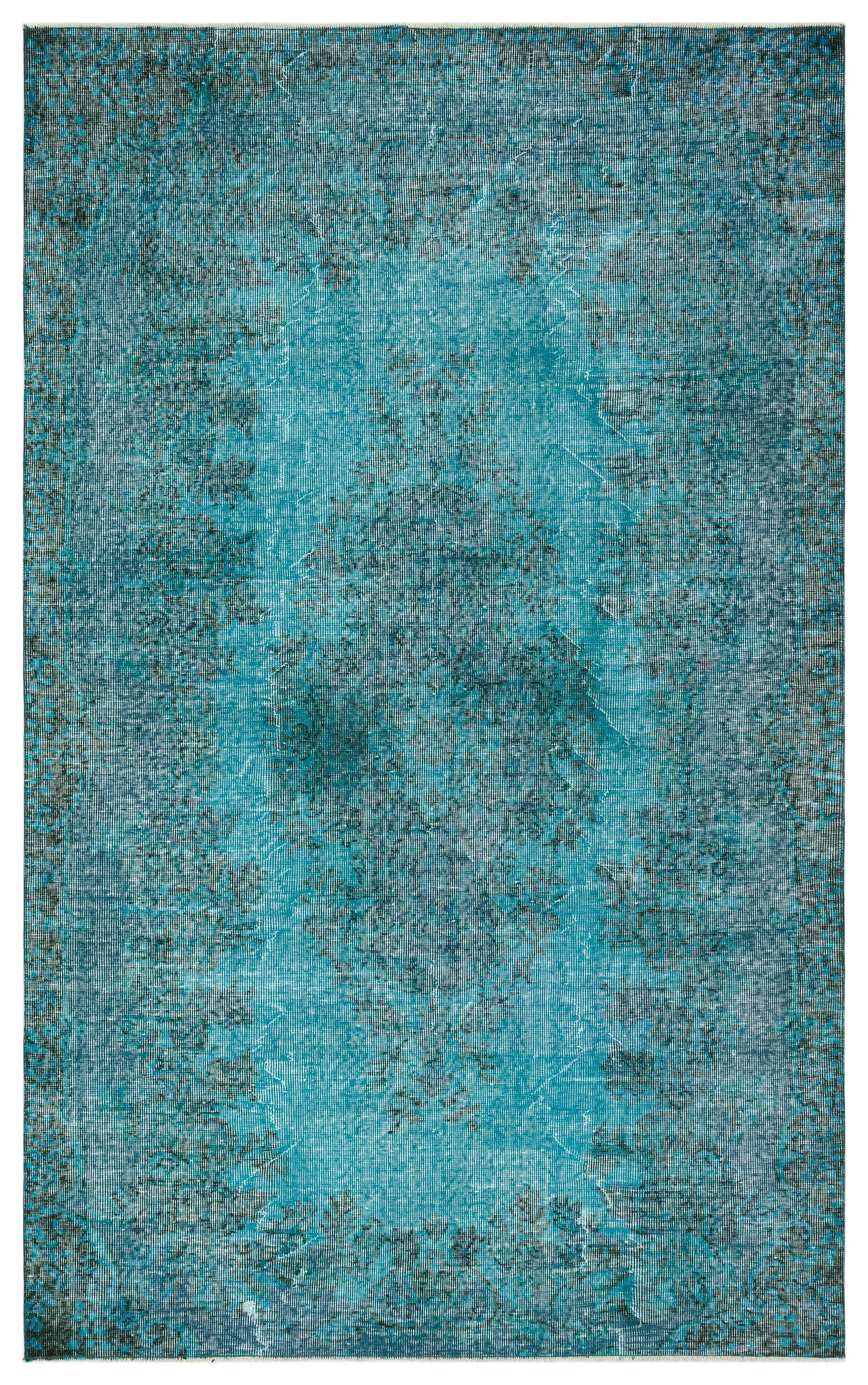 Turquoise  Over Dyed Vintage Rug 5'4'' x 8'7'' ft 163 x 262 cm