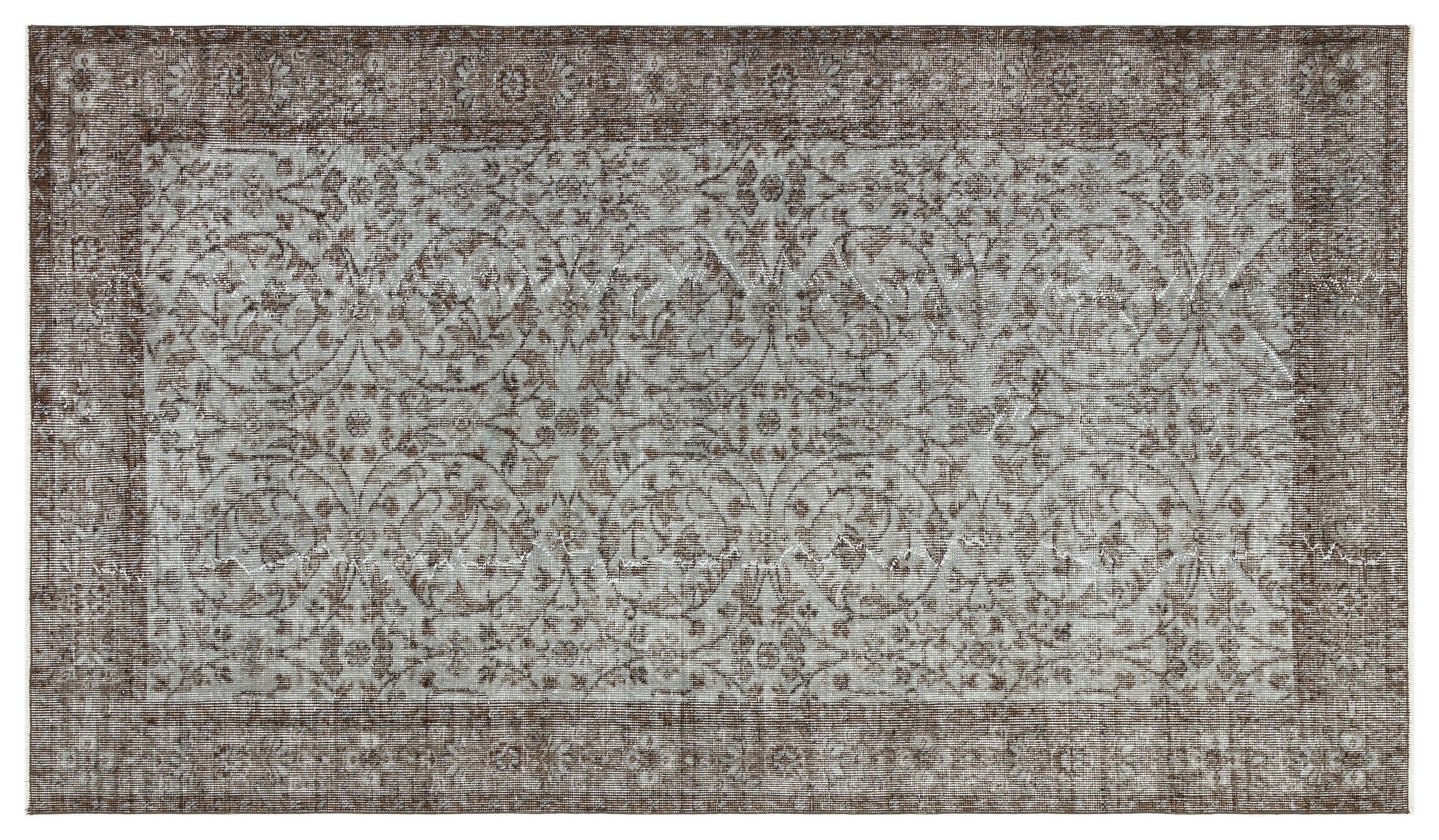 Gray Over Dyed Vintage Rug 4'8'' x 8'1'' ft 142 x 247 cm