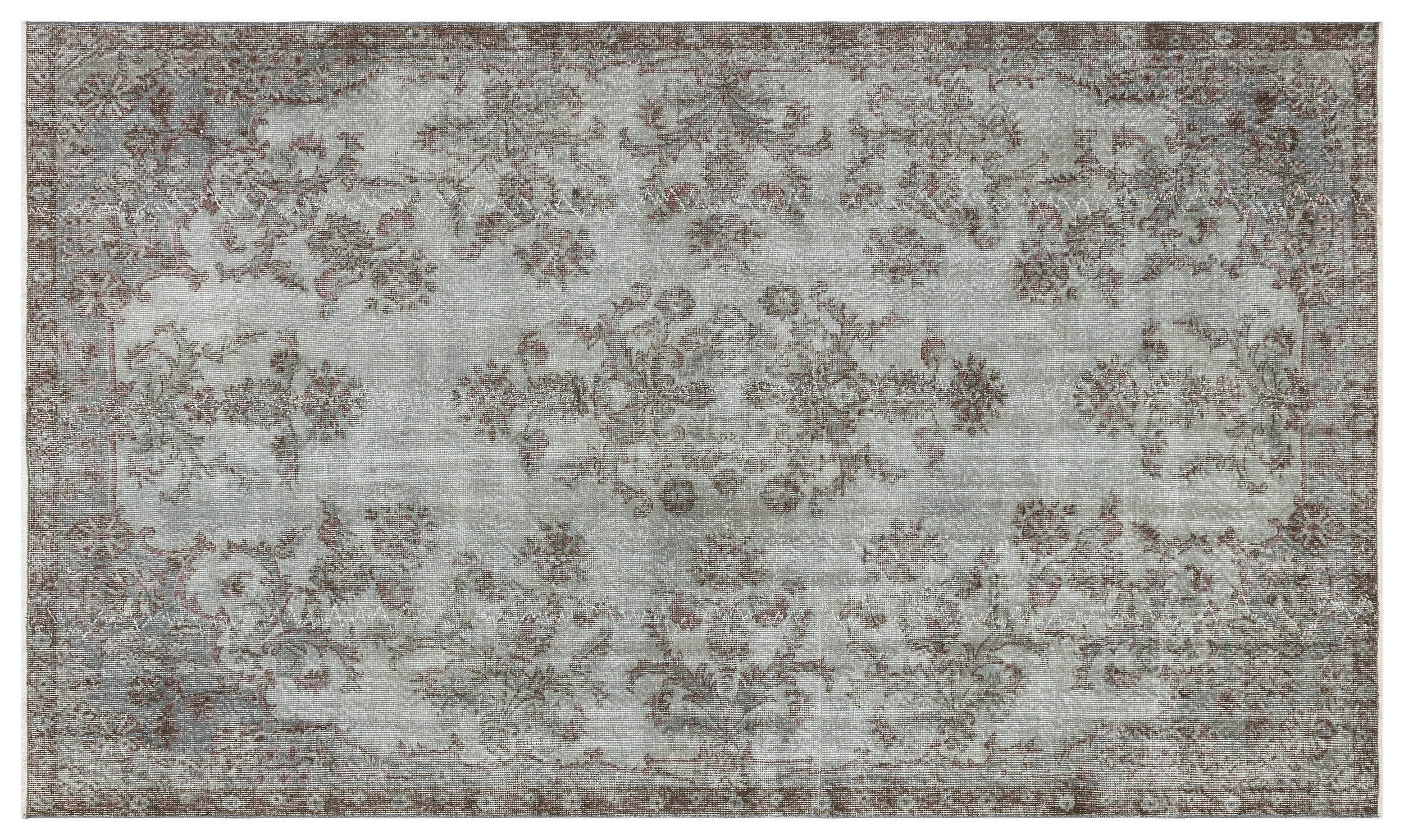 Gray Over Dyed Vintage Rug 5'8'' x 9'7'' ft 172 x 292 cm