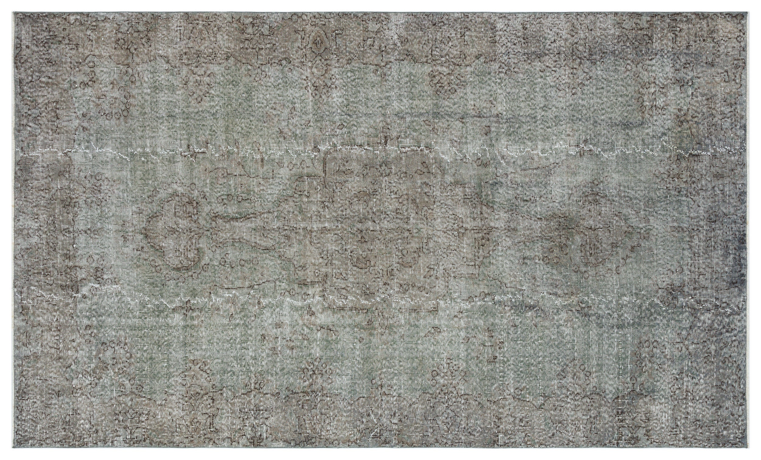 Gray Over Dyed Vintage Rug 5'8'' x 9'7'' ft 172 x 291 cm