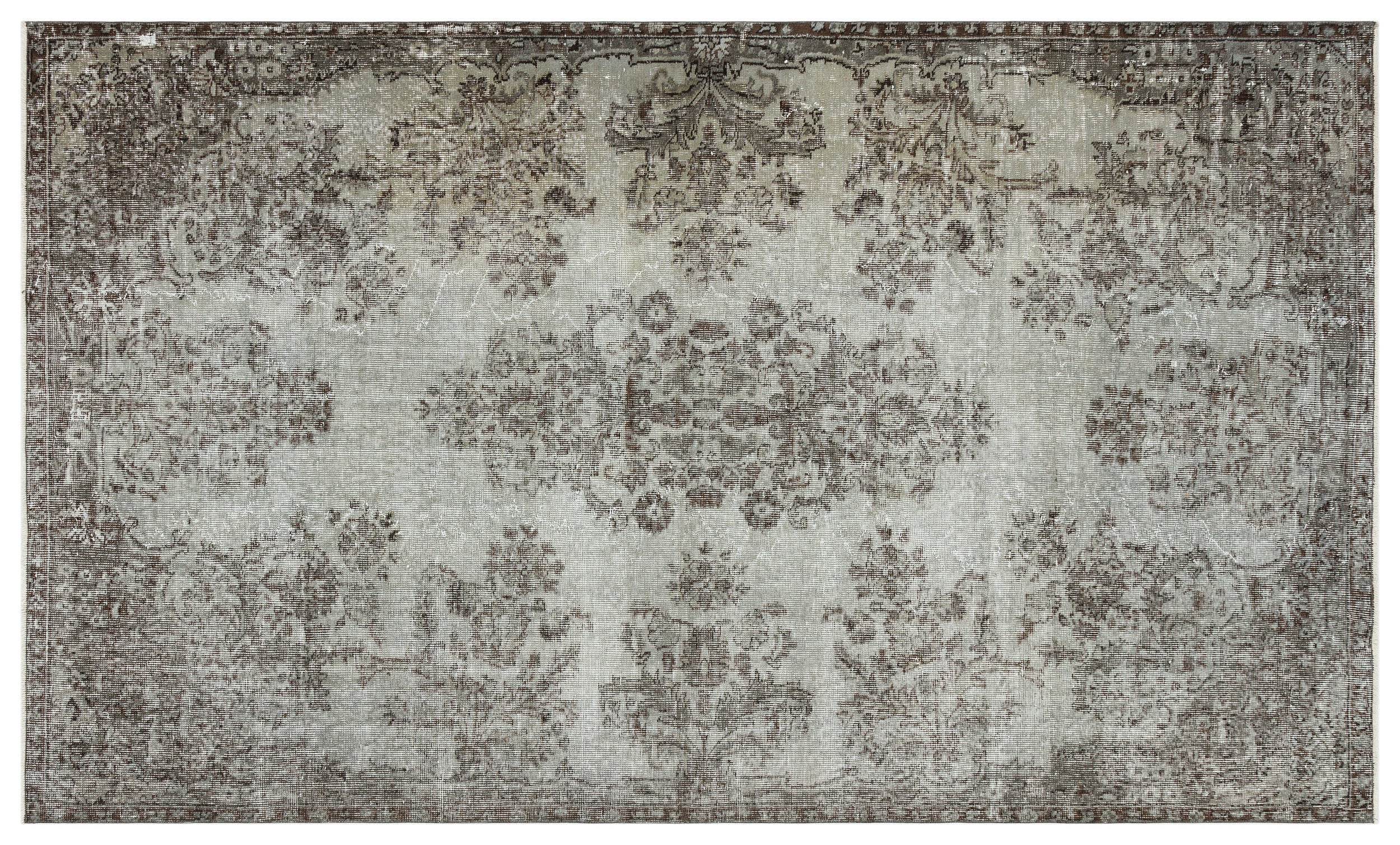 Gray Over Dyed Vintage Rug 5'9'' x 9'4'' ft 174 x 285 cm