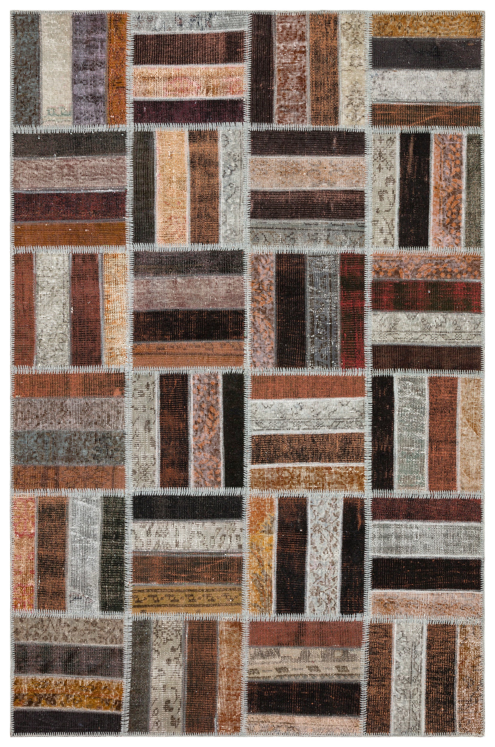 Brown Over Dyed Patchwork Unique Rug 5'3'' x 8'0'' ft 161 x 244 cm
