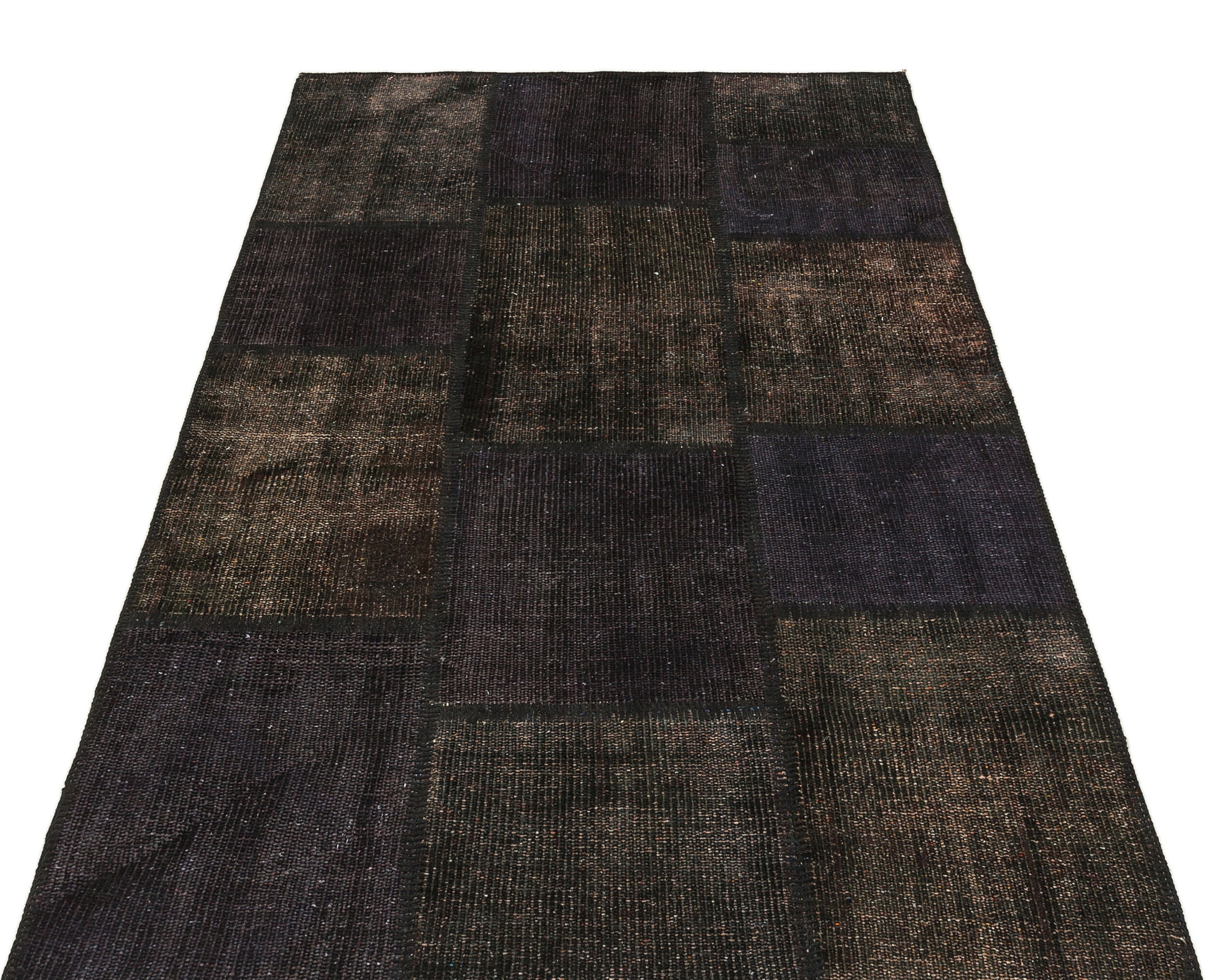 Black Over Dyed Patchwork Unique Rug 3'10'' x 5'11'' ft 118 x 181 cm