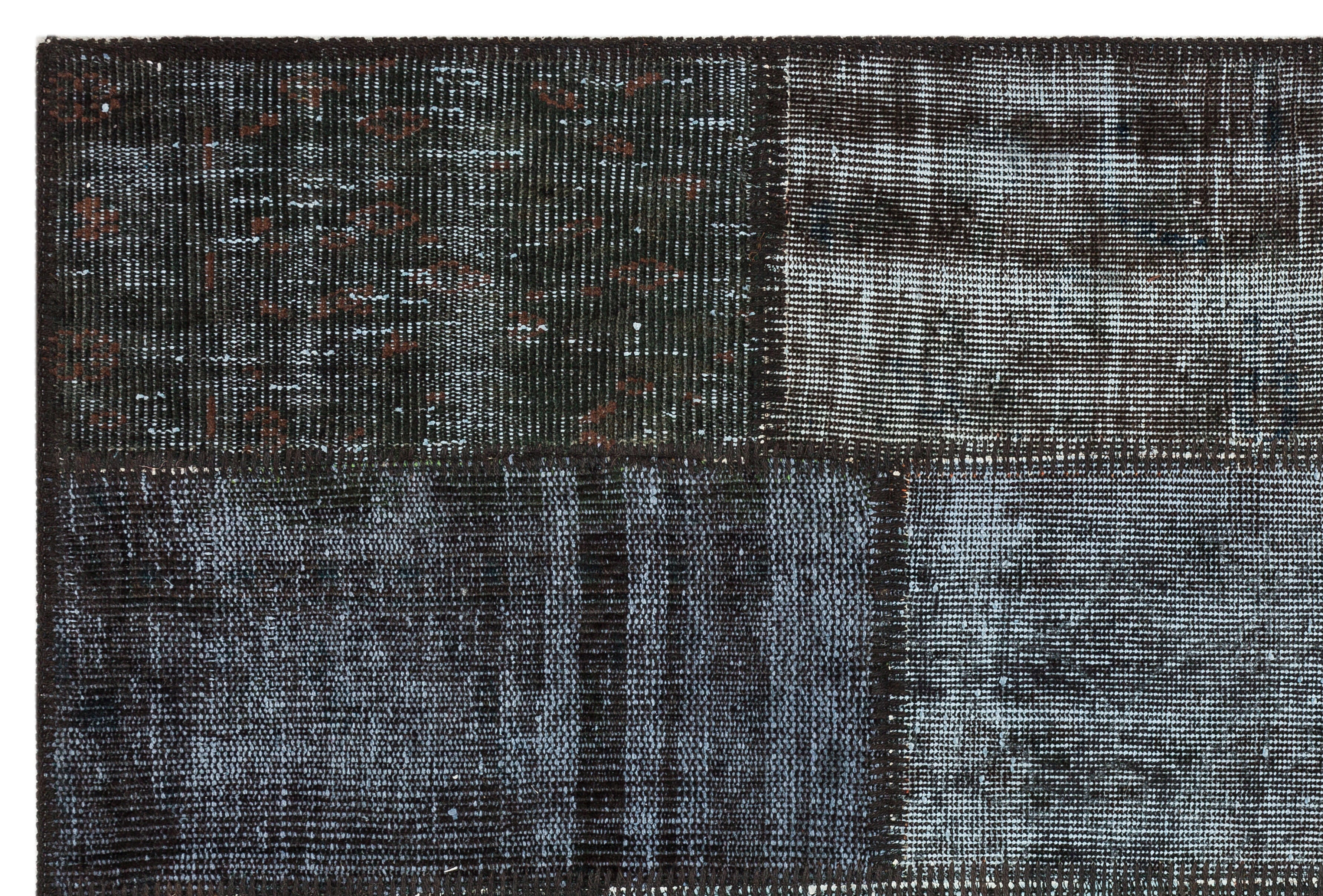 Gray Over Dyed Patchwork Unique Rug 3'12'' x 5'11'' ft 121 x 181 cm