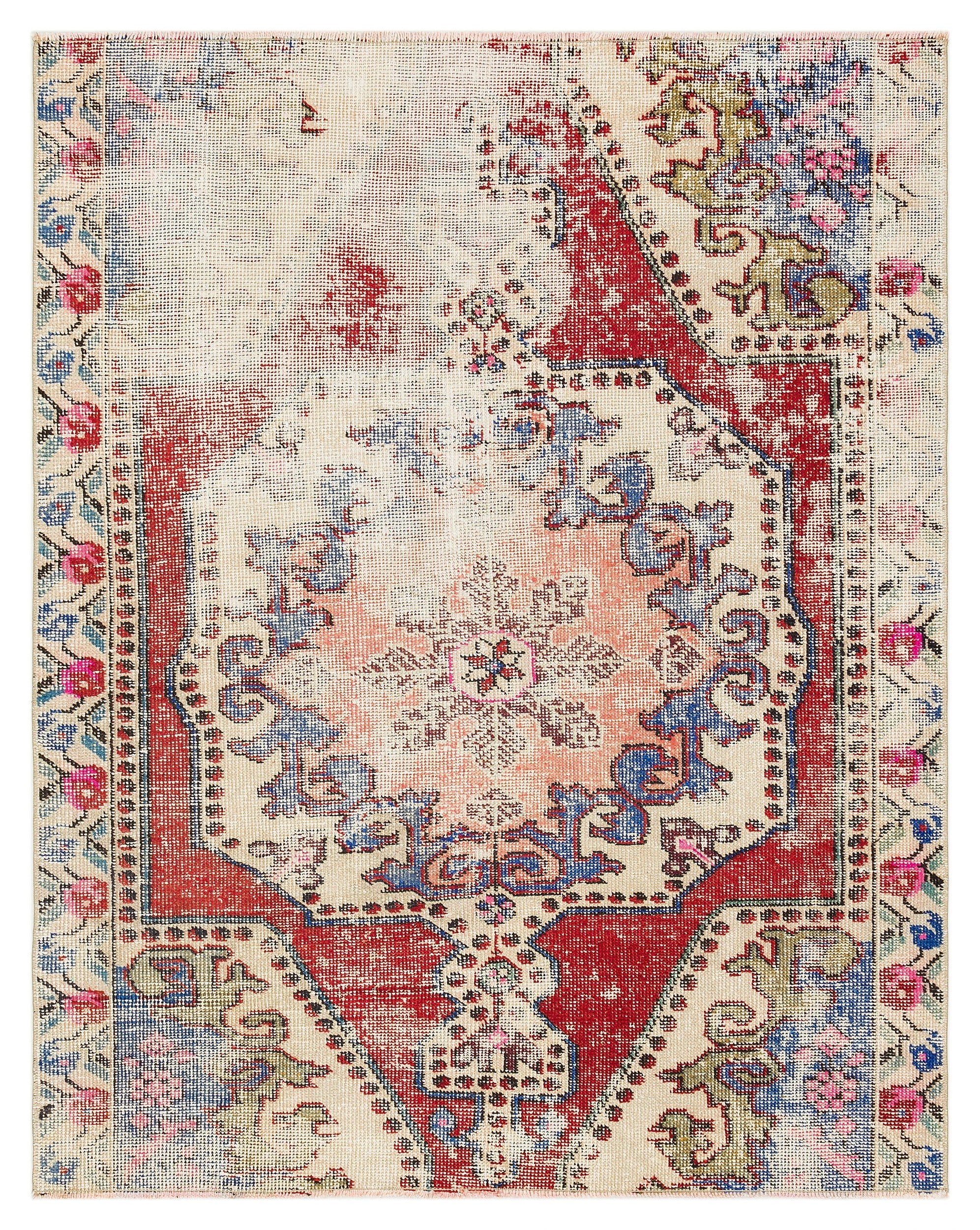 Natural Anatolium Turkish Vintage Rug 4'5'' x 5'7'' ft 134 x 170 cm