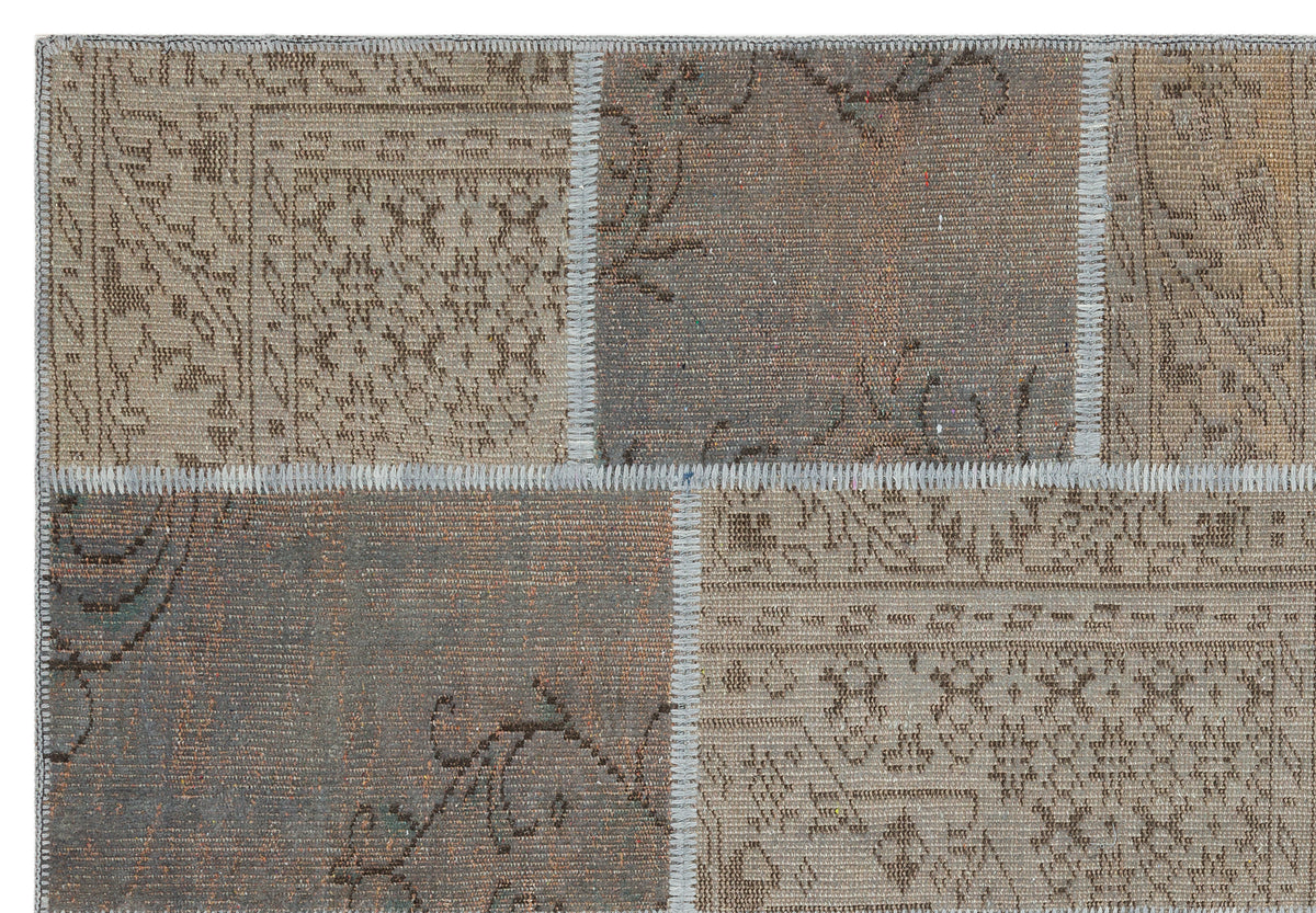 Gray Over Dyed Patchwork Unique Rug 5'3'' x 7'8'' ft 161 x 233 cm