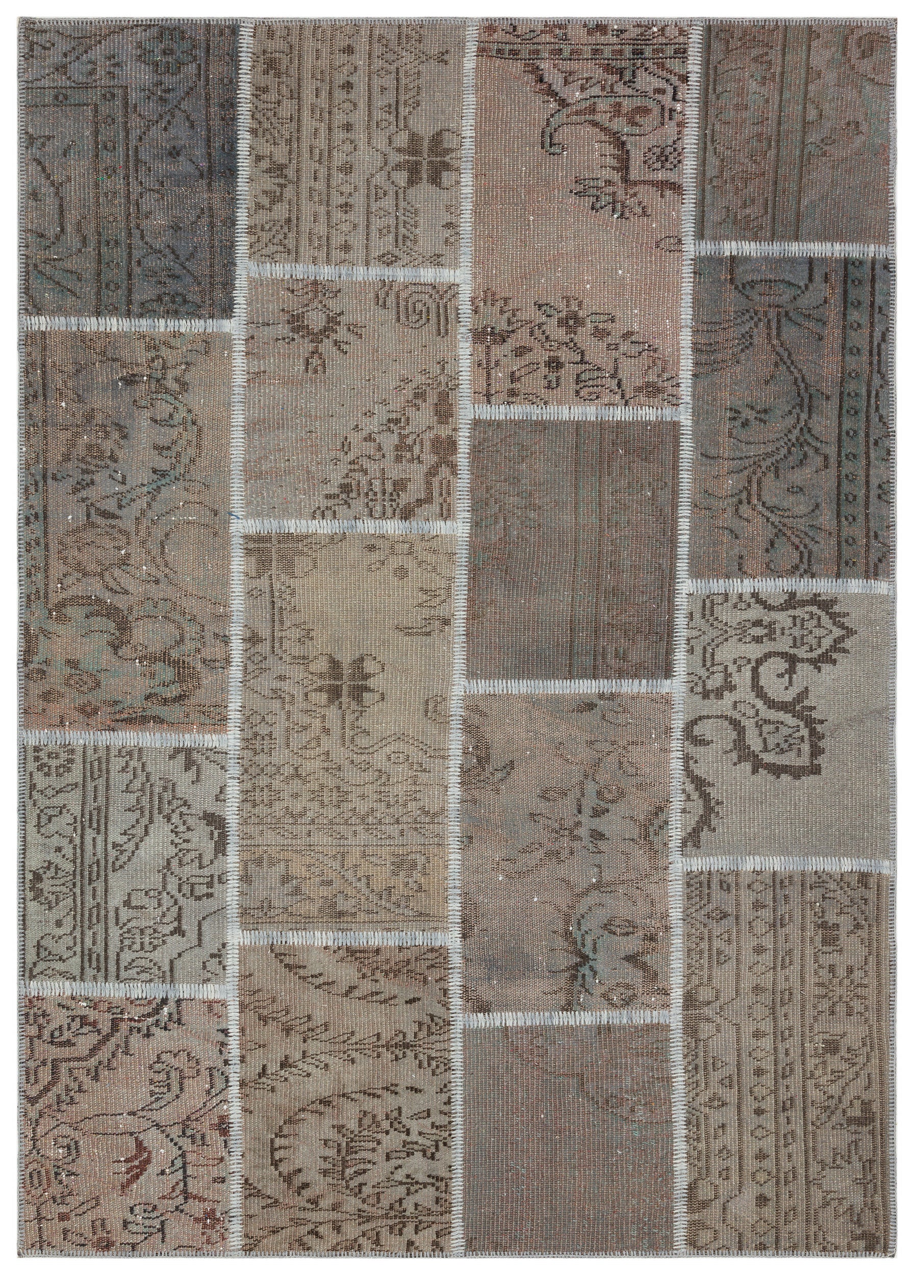 Gray Over Dyed Patchwork Unique Rug 5'4'' x 7'6'' ft 162 x 228 cm