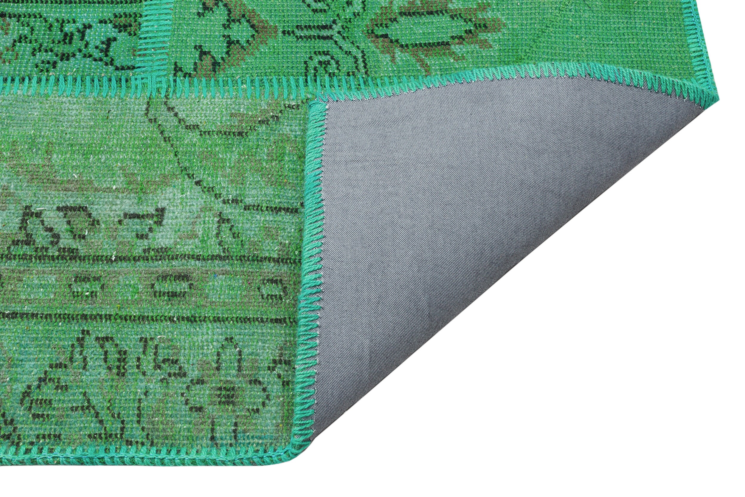Green Over Dyed Patchwork Unique Rug 5'3'' x 7'8'' ft 161 x 233 cm