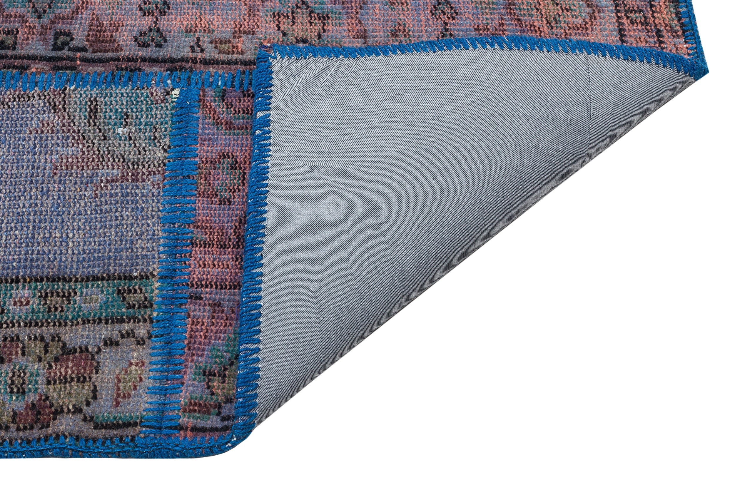 Blue Over Dyed Patchwork Unique Rug 5'4'' x 7'7'' ft 162 x 231 cm