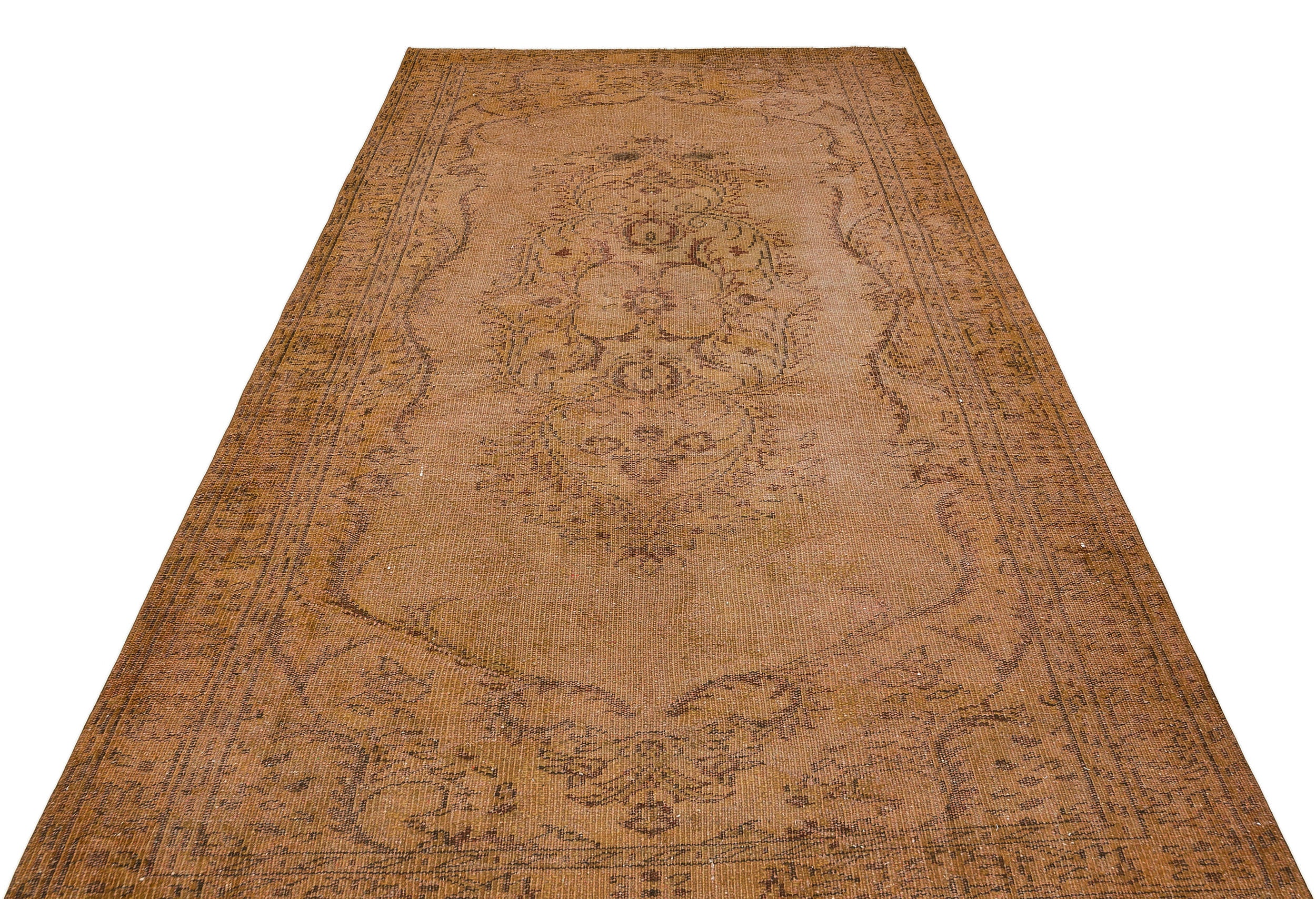 Traditional Deasign Brown Over Dyed Vintage Rug 5'7'' x 9'6'' ft 169 x 289 cm
