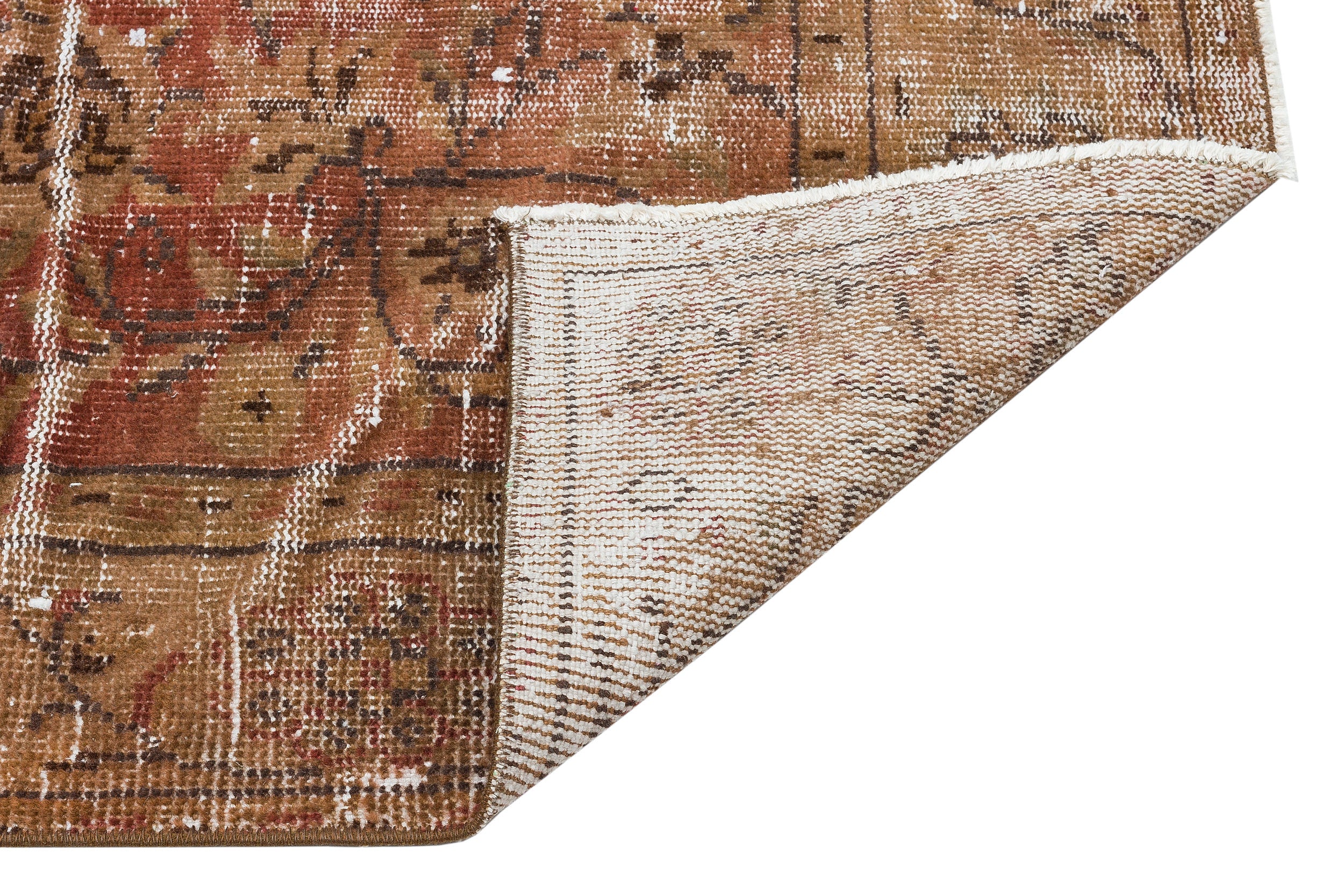 Traditional Design Brown Over Dyed Vintage Rug 4'12'' x 8'2'' ft 152 x 250 cm