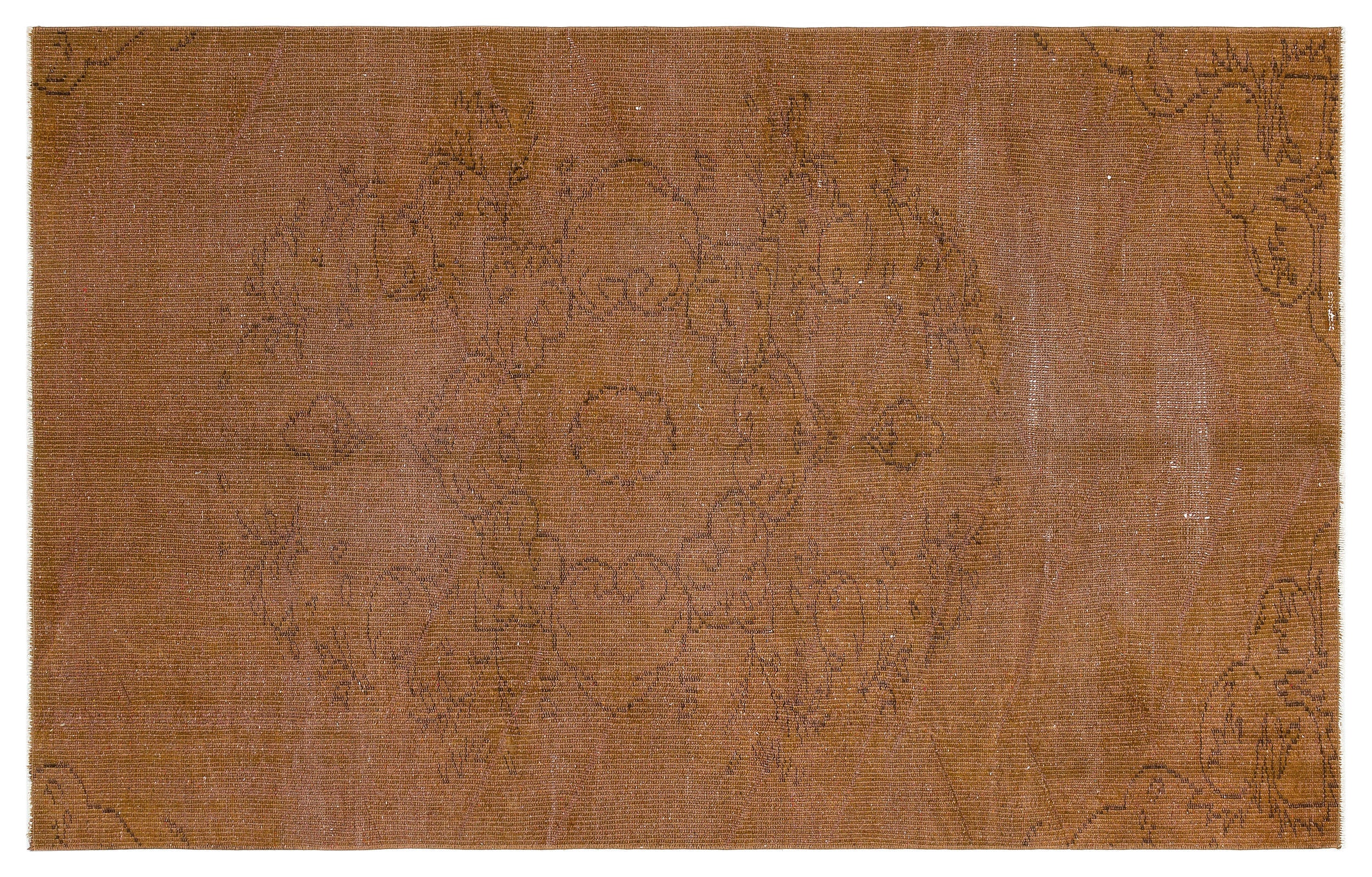 Traditional Design Brown Over Dyed Vintage Rug 4'5'' x 7'5'' ft 135 x 225 cm